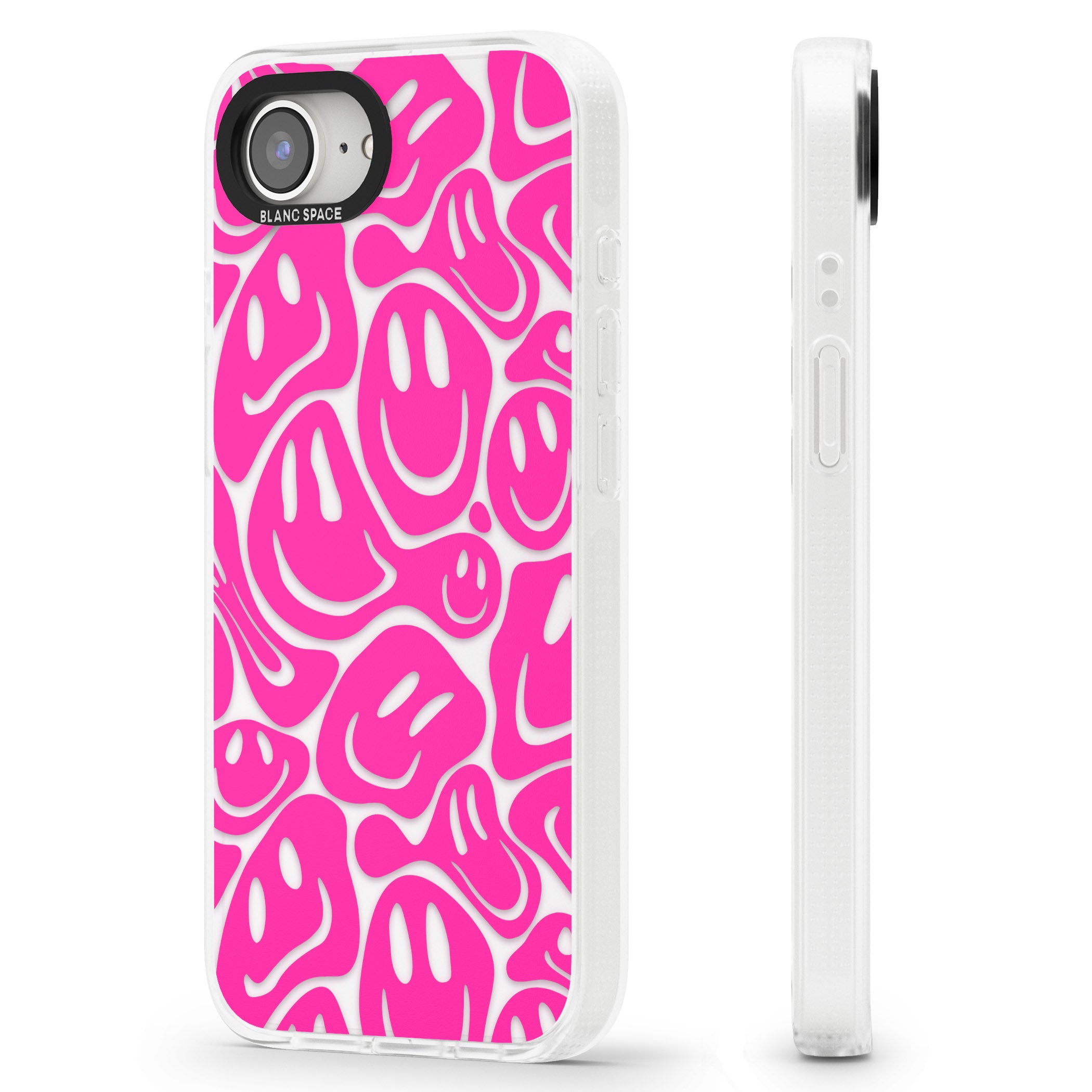Pink Acid Faces iPhone 16e Clear Case Impact Air - Blanc Space