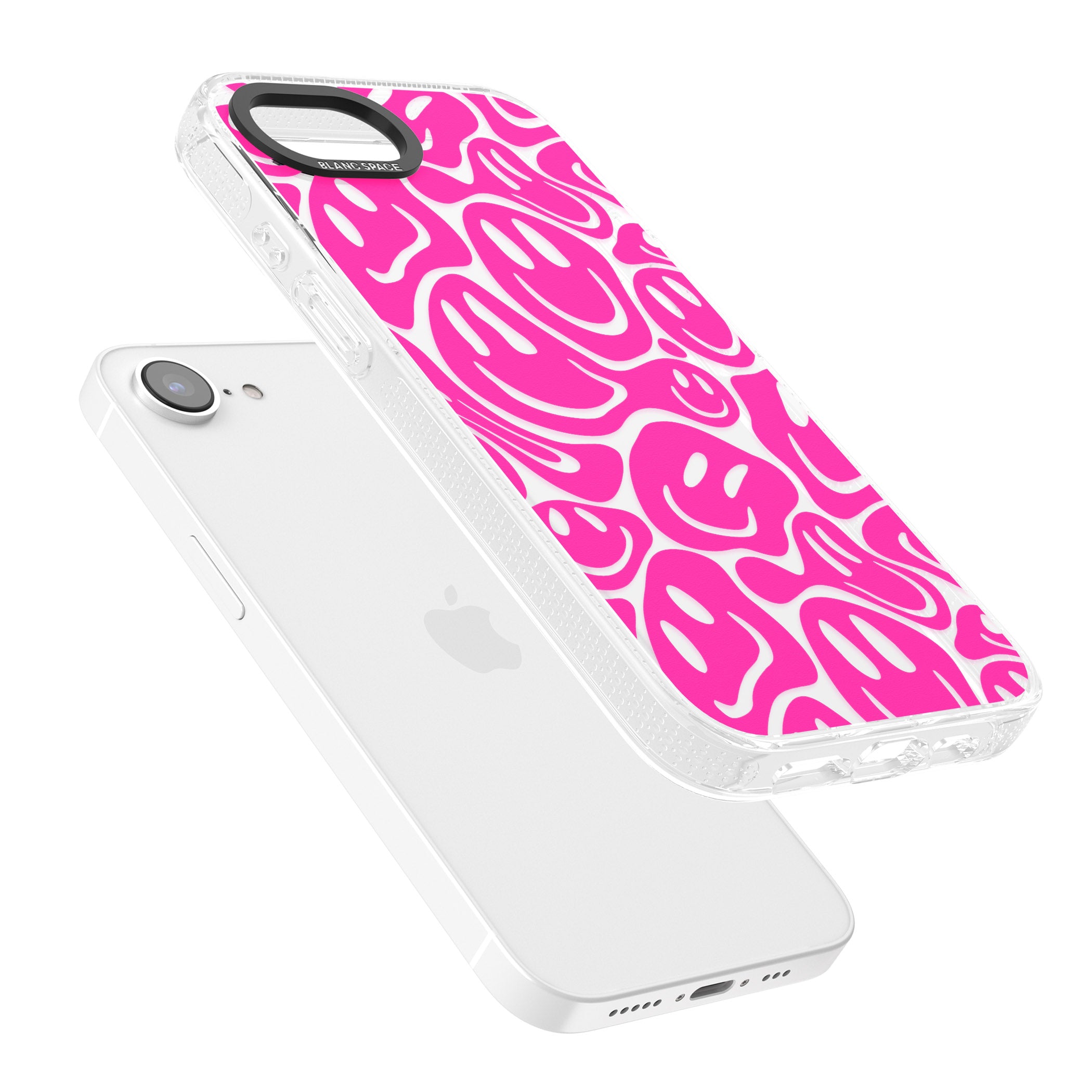 Pink Acid Faces iPhone 16e Clear Case Impact Air - Blanc Space