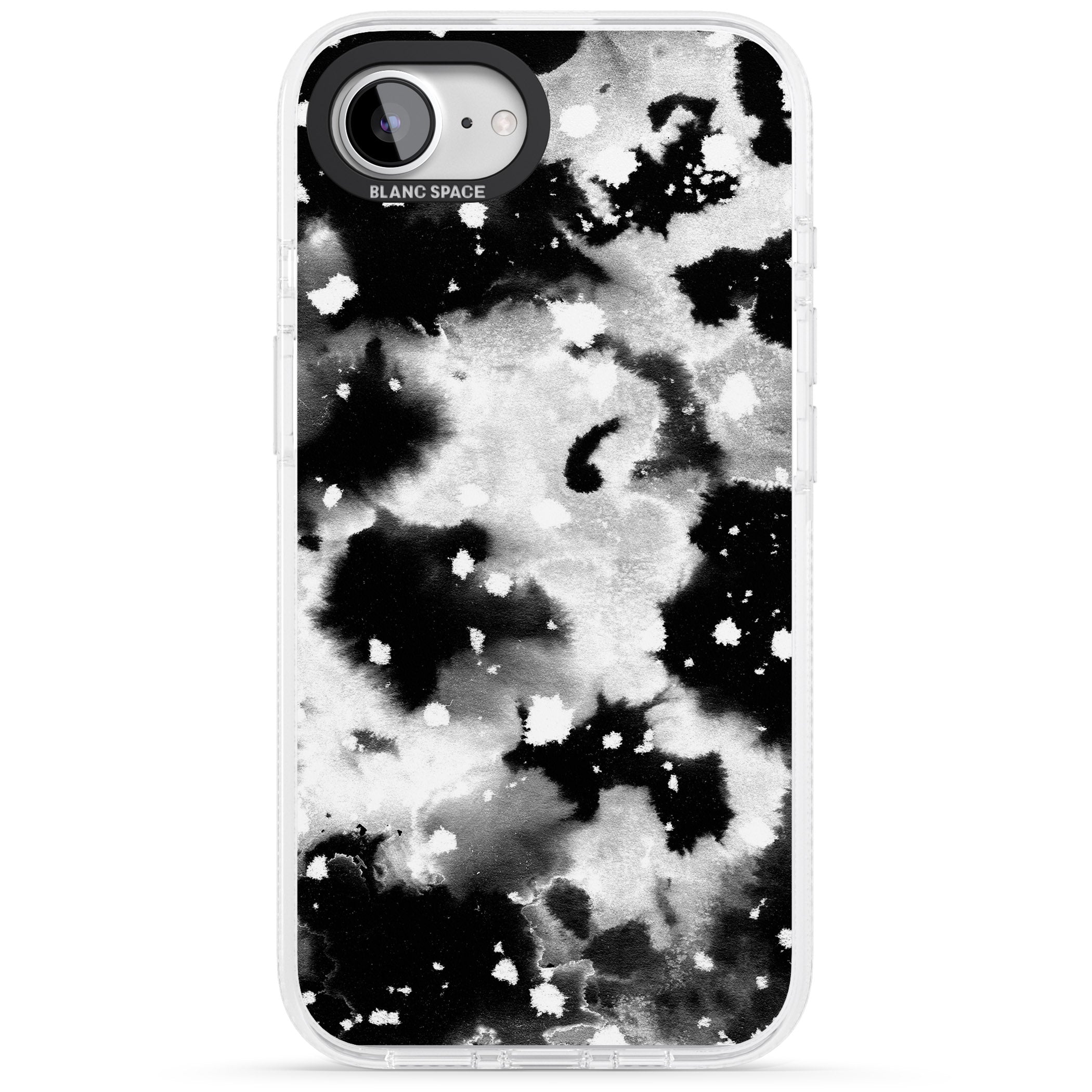 Black & White Acid Wash Tie-Dye Pattern iPhone 16e Clear Case Impact Air - Blanc Space