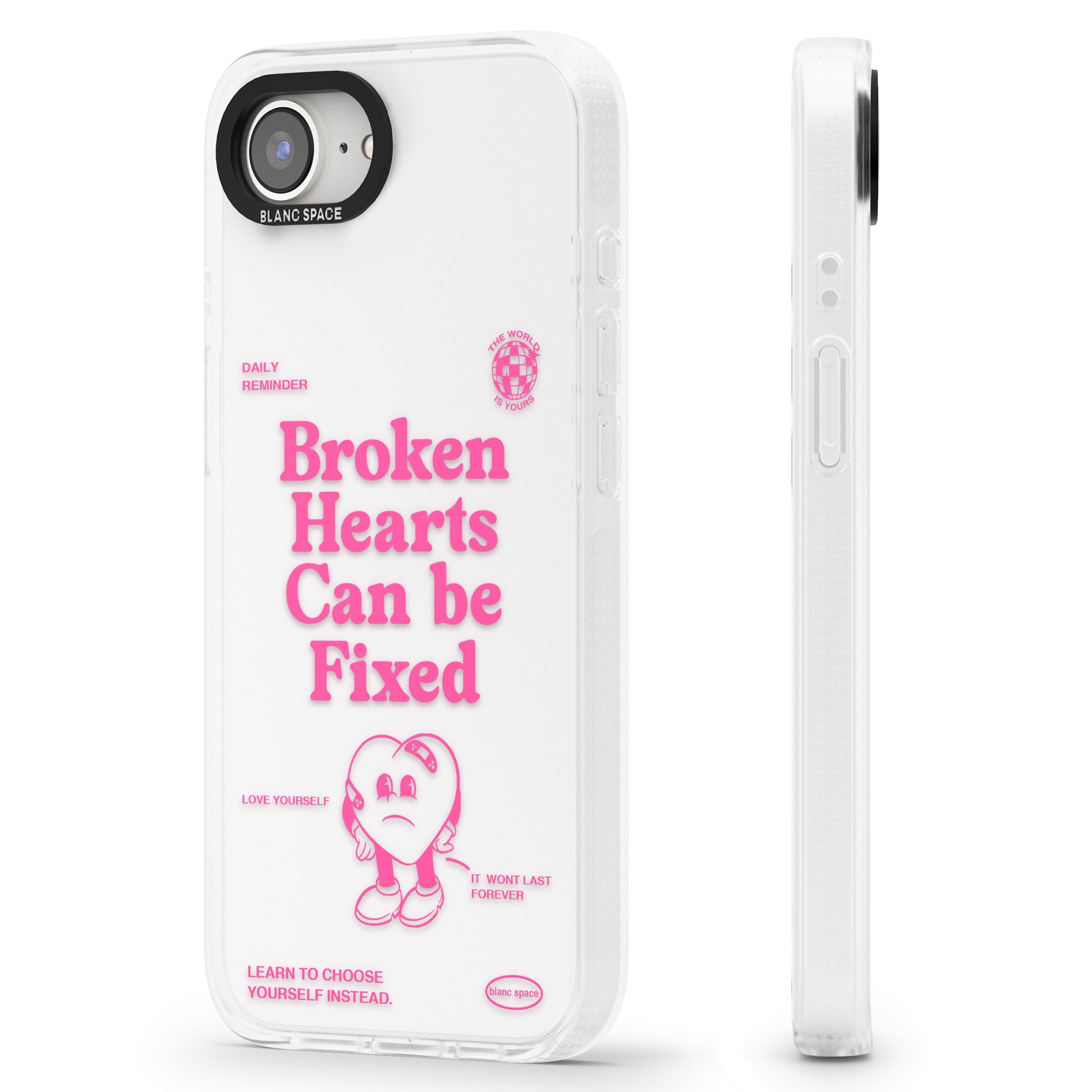 Broken Hearts Can Be Fixed iPhone 16e Clear Case Impact Air - Blanc Space