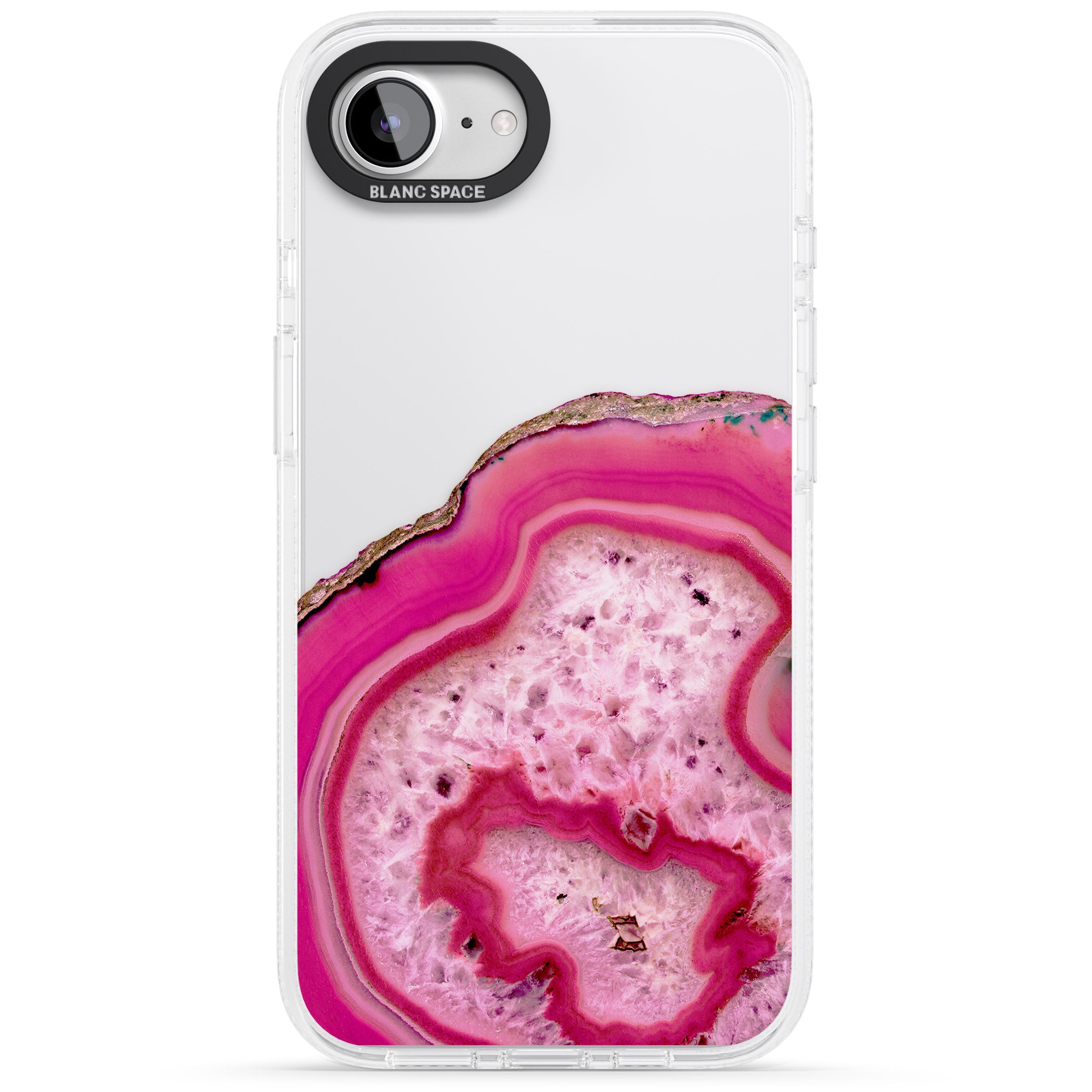 Bright Pink Gemstone Crystal Clear Design iPhone 16e Clear Case Impact Air - Blanc Space