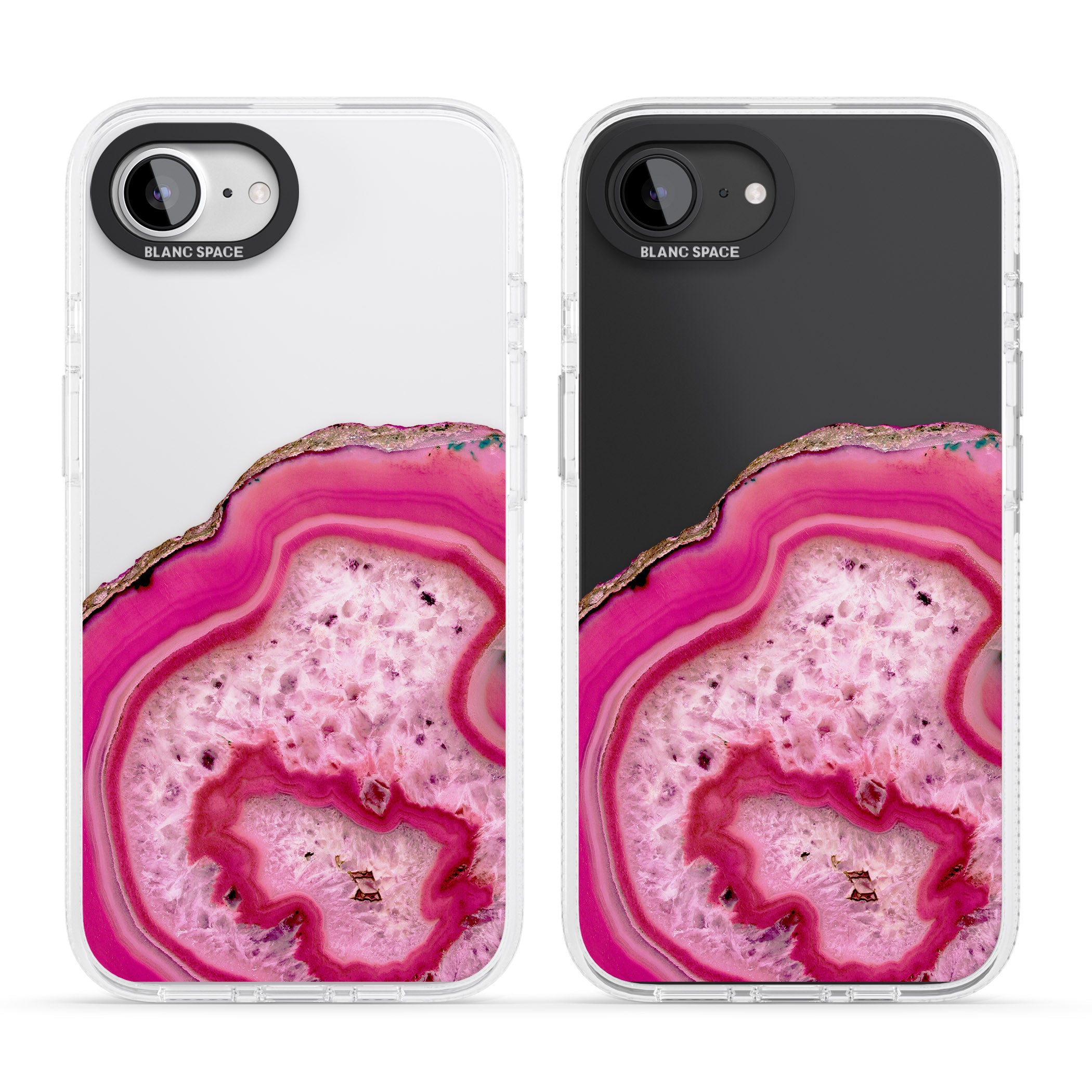 Bright Pink Gemstone Crystal Clear Design iPhone 16e Clear Case Impact Air - Blanc Space