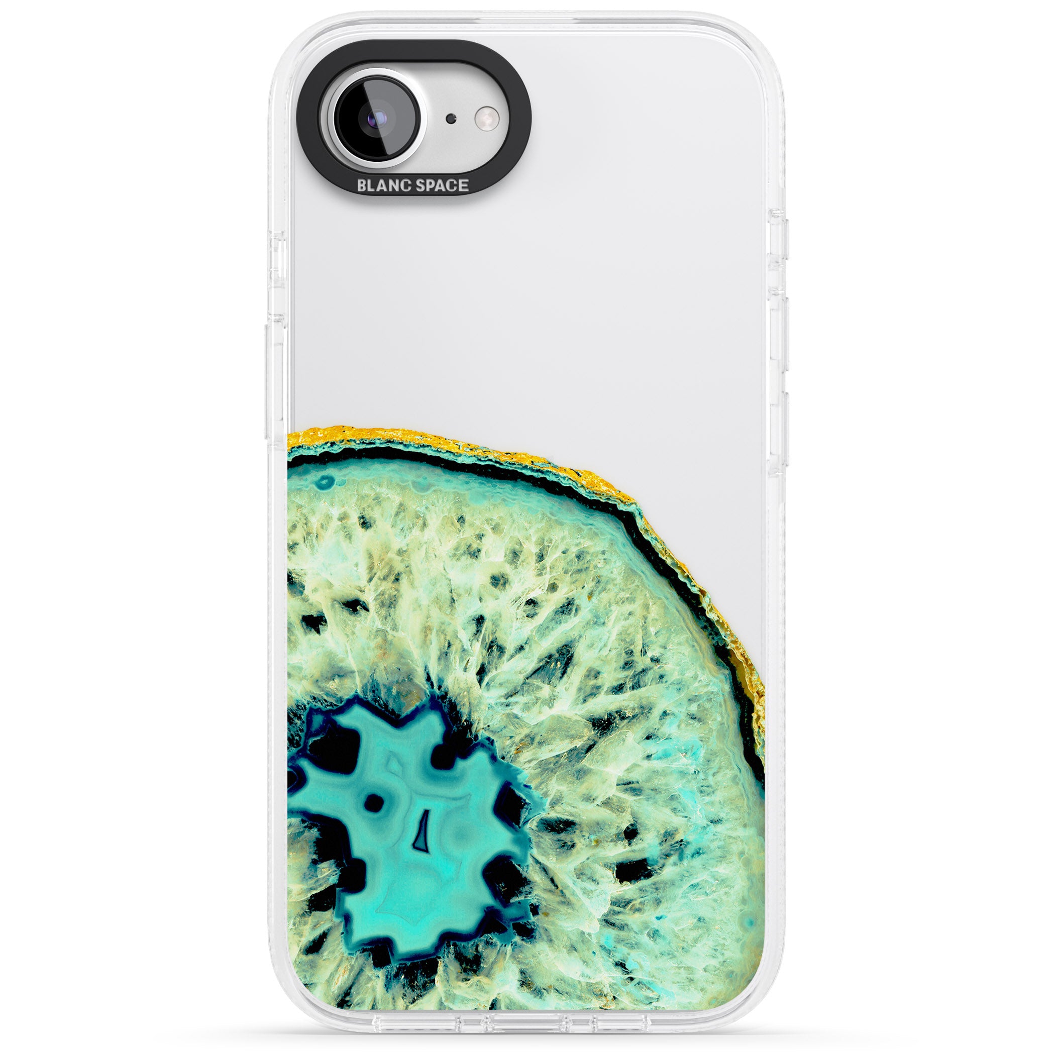 Turquoise & Green Gemstone Crystal Clear Design iPhone 16e Clear Case Impact Air - Blanc Space