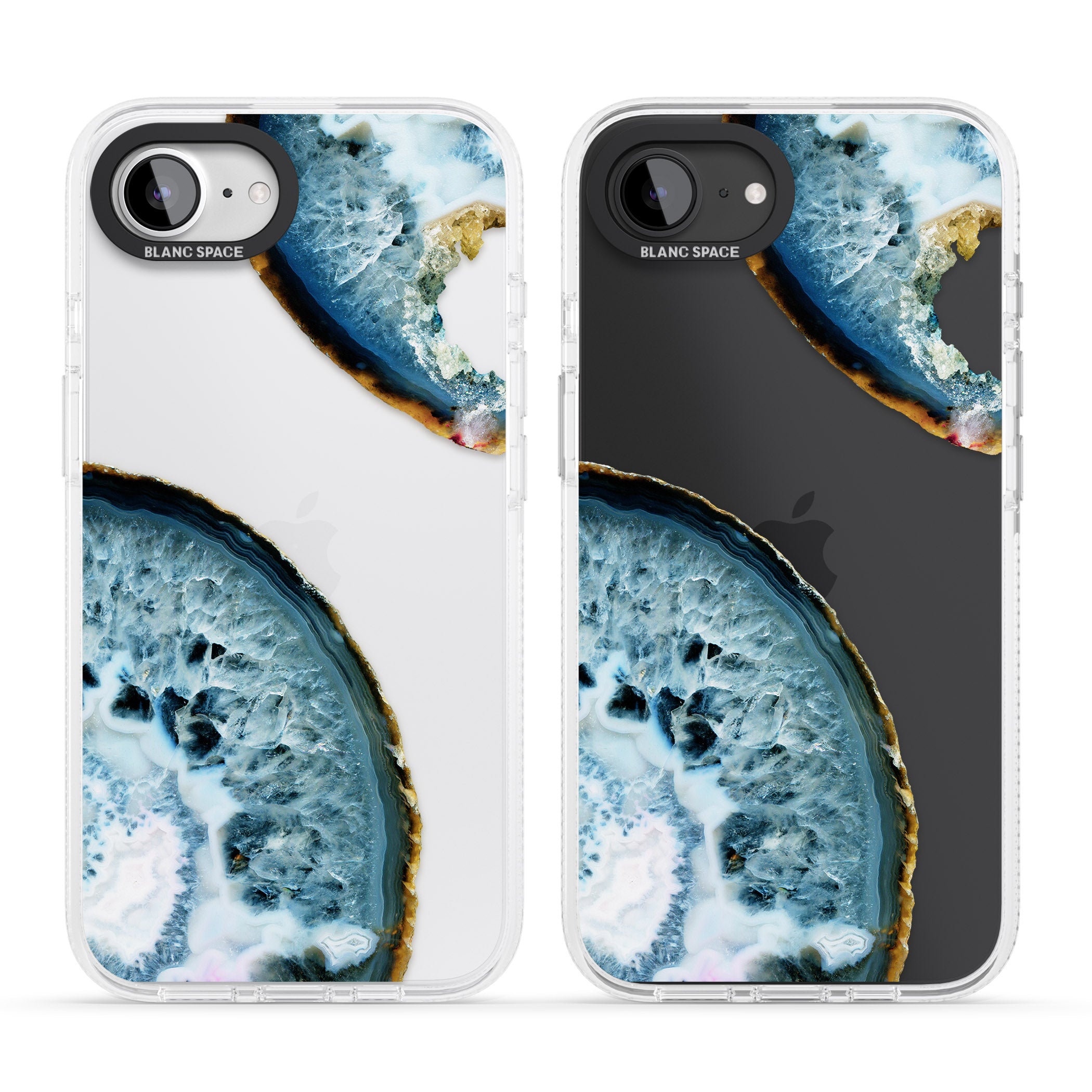 Blue, White & Yellow Agate Gemstone iPhone 16e Clear Case Impact Air - Blanc Space