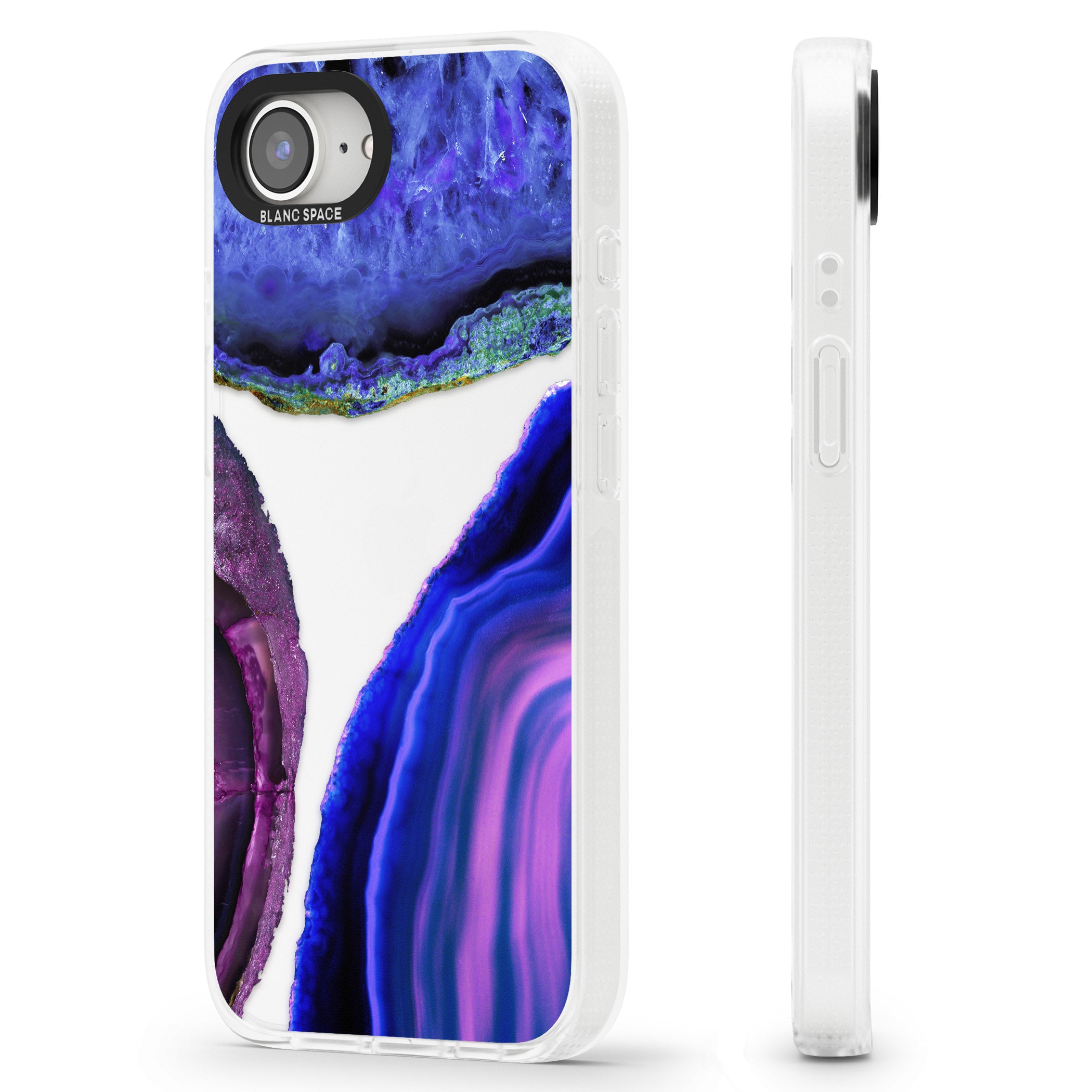 Purple & Blue Agate Gemstone Clear Design iPhone 16e Clear Case Impact Air - Blanc Space