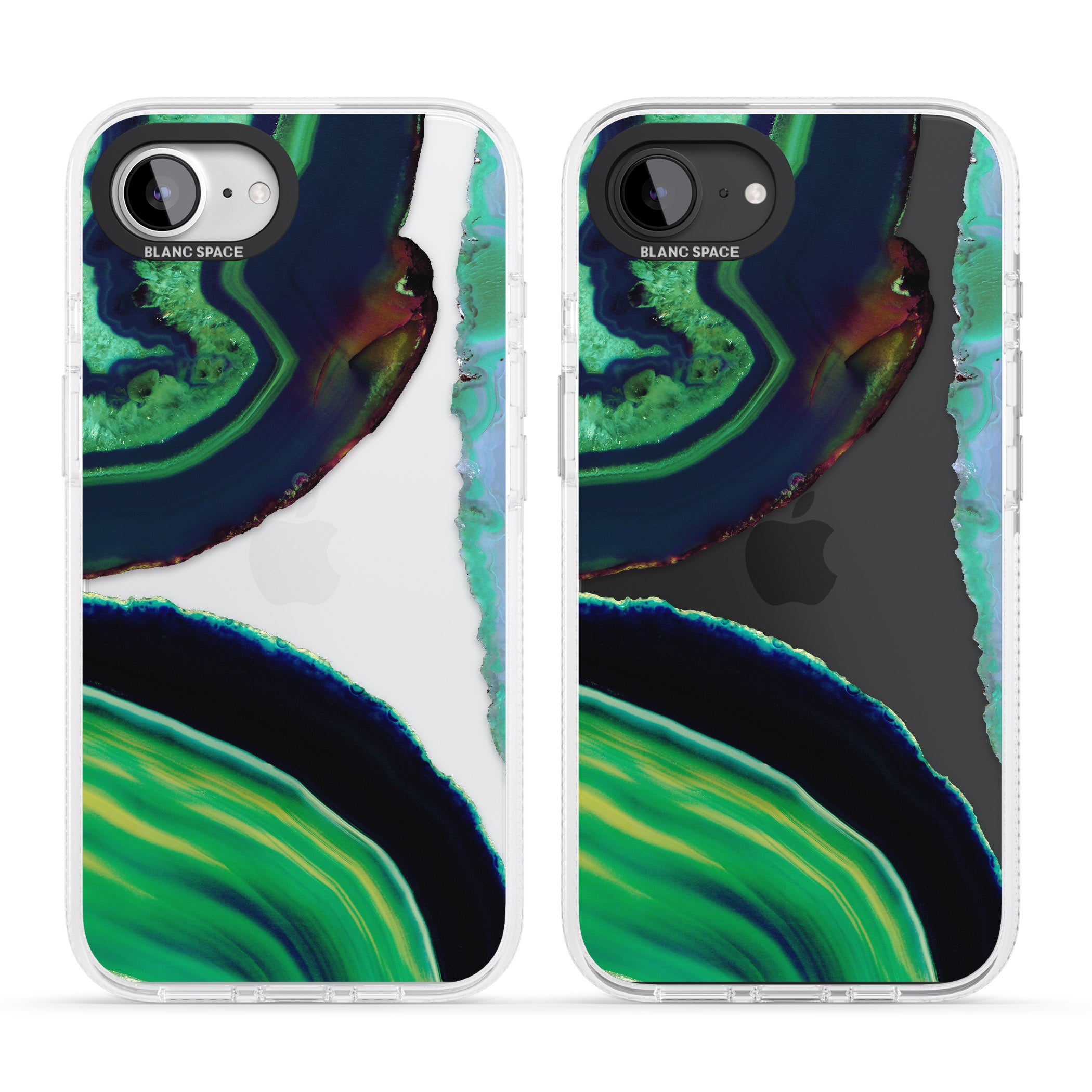 Green & Navy Gemstone Crystal Clear Design iPhone 16e Clear Case Impact Air - Blanc Space