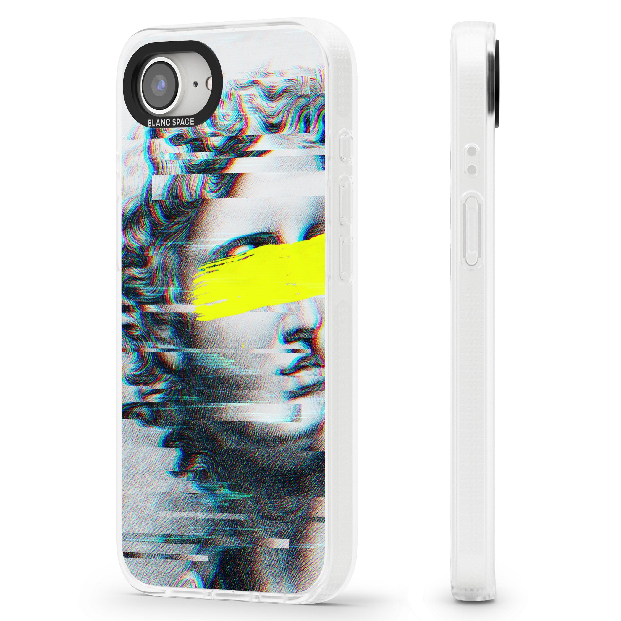 GLITCHED FRAGMENT iPhone 16e Clear Case Impact Air - Blanc Space