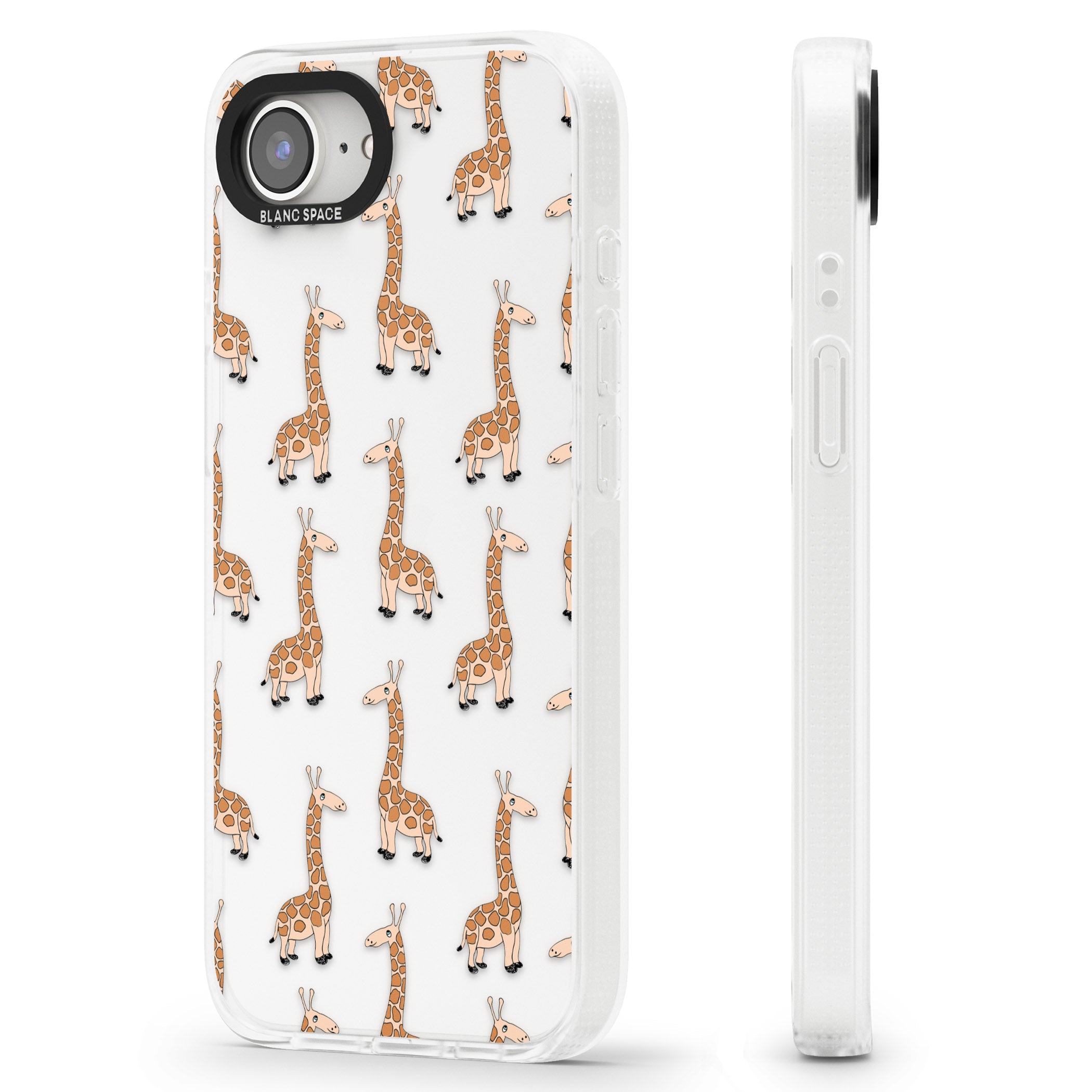 Cute Giraffe Pattern Clear iPhone 16e Clear Case Impact Air - Blanc Space