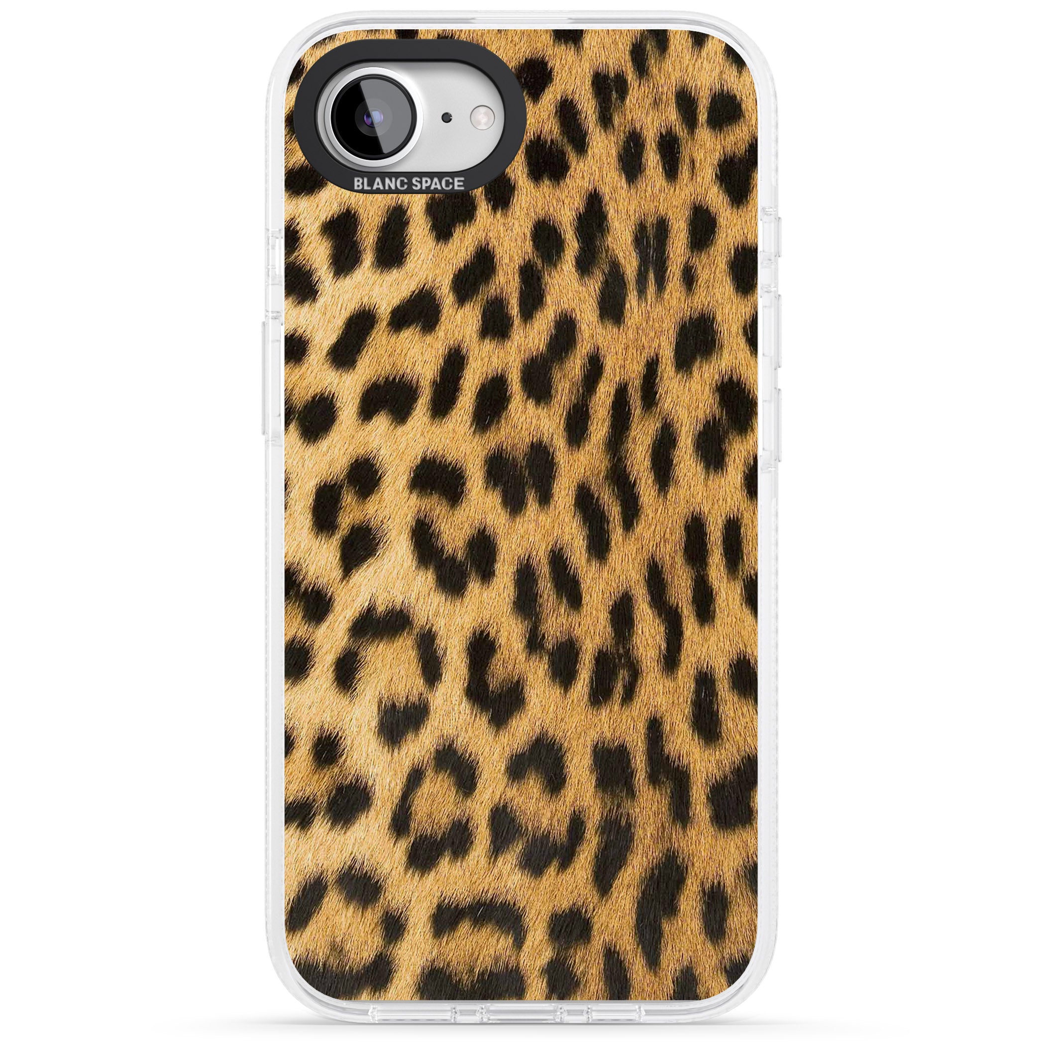Designer Fashion Gold Leopard Print iPhone 16e Clear Case Impact Air - Blanc Space