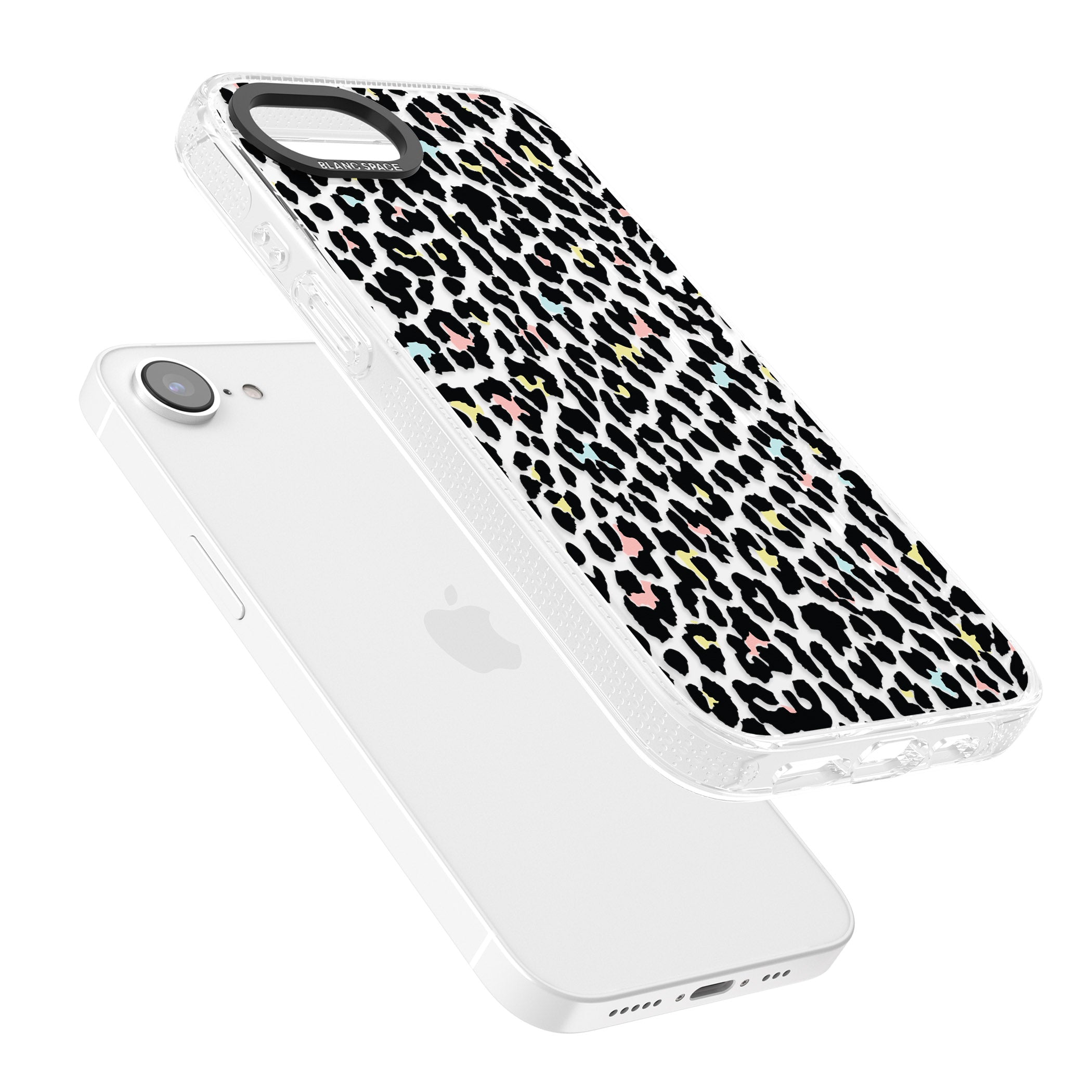 Mixed Pastels Leopard Print - Transparent iPhone 16e Clear Case Impact Air - Blanc Space