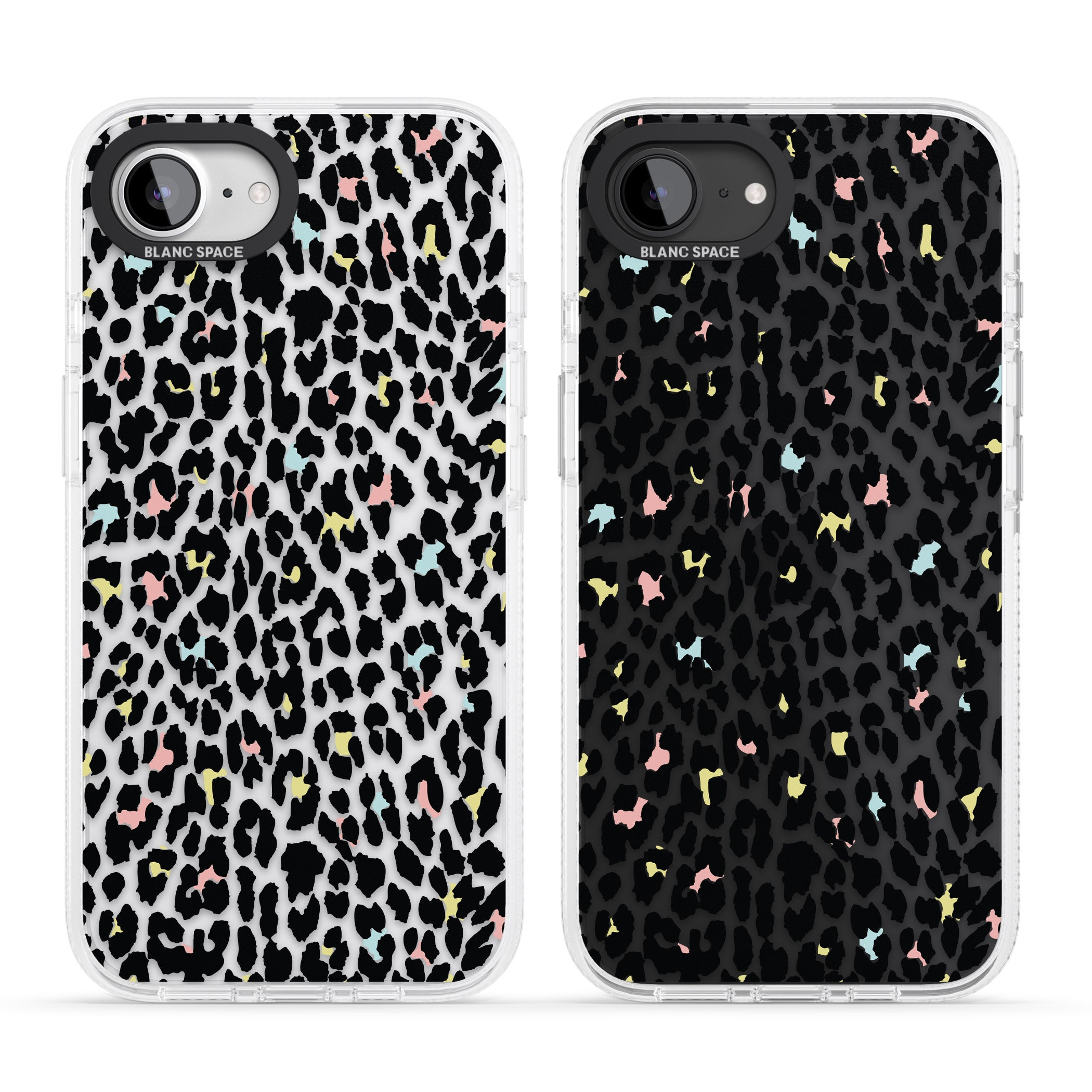 Mixed Pastels Leopard Print - Transparent iPhone 16e Clear Case Impact Air - Blanc Space