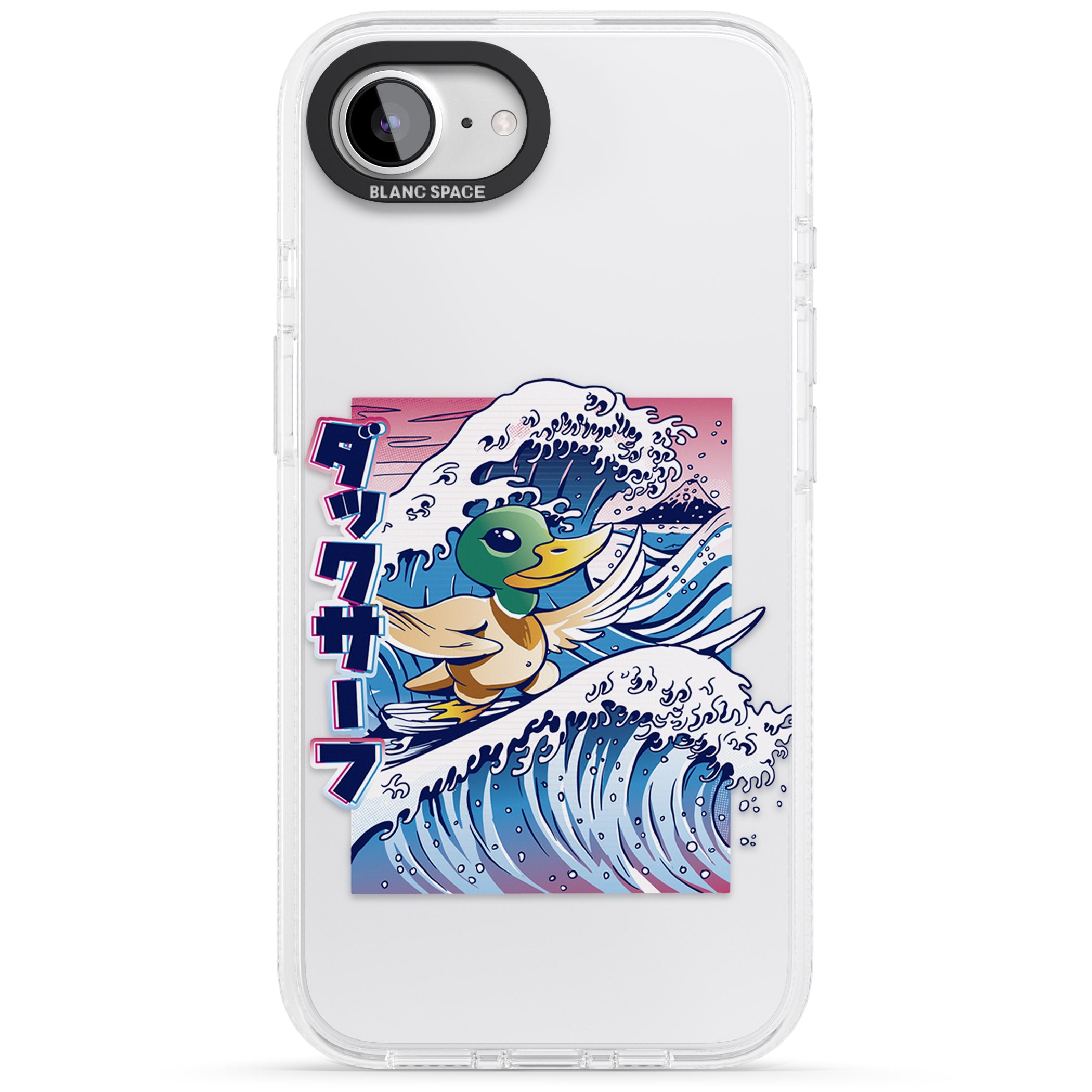 Duck Surf iPhone 16e Clear Case Impact Air - Blanc Space
