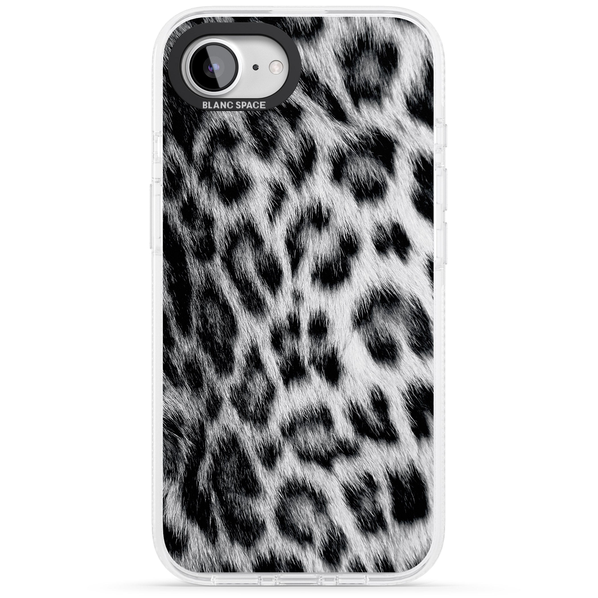 Animal Fur Pattern - Snow Leopard iPhone 16e Clear Case Impact Air - Blanc Space