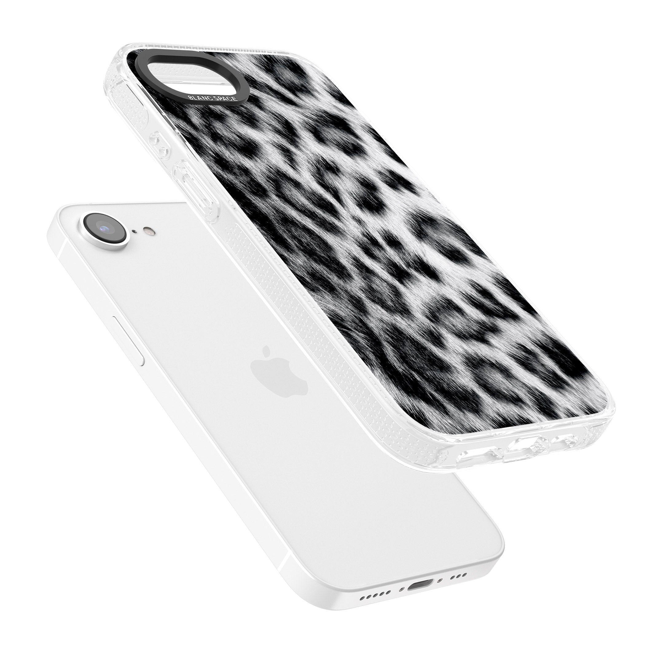 Animal Fur Pattern - Snow Leopard iPhone 16e Clear Case Impact Air - Blanc Space