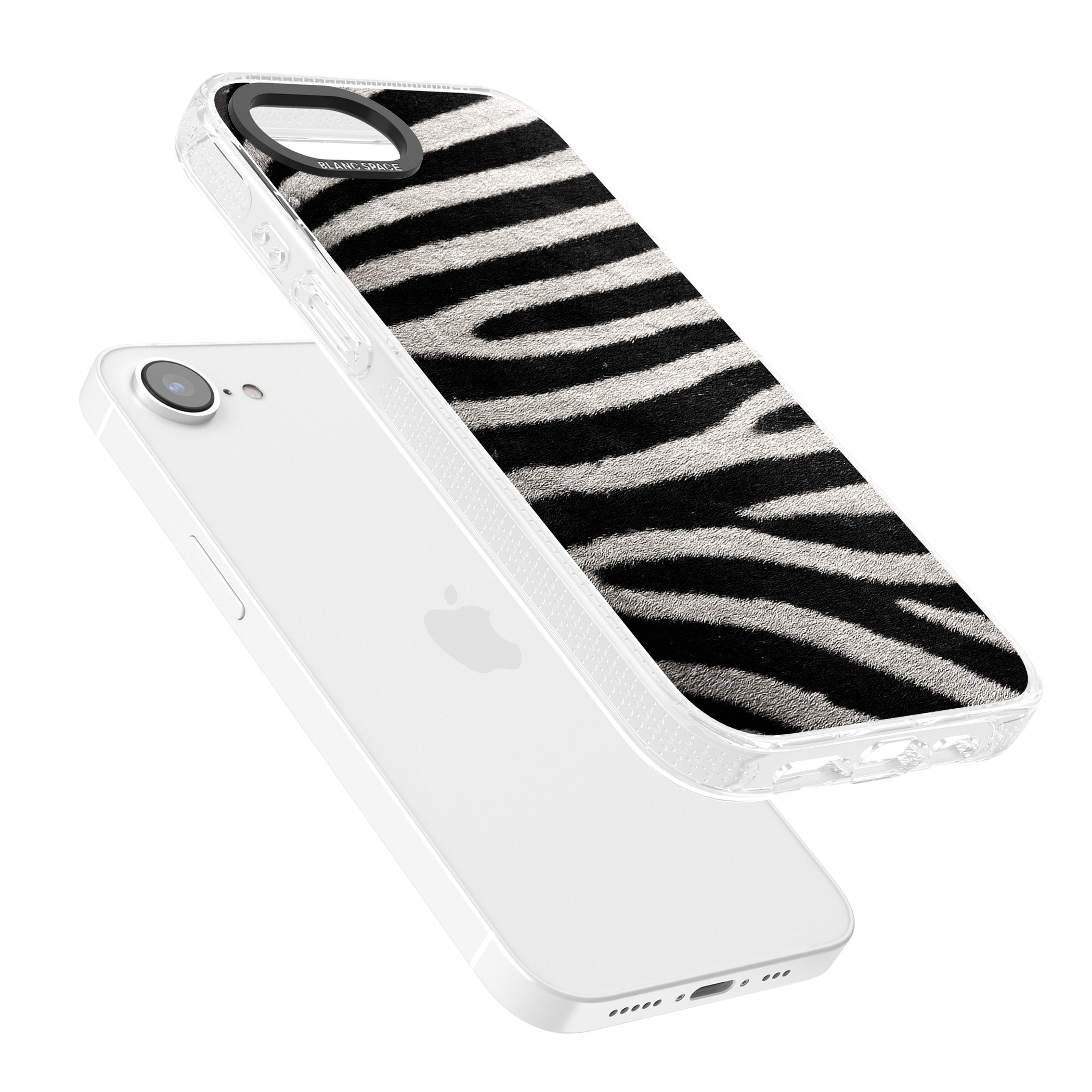 Zebra Print iPhone 16e Clear Case Impact Air - Blanc Space
