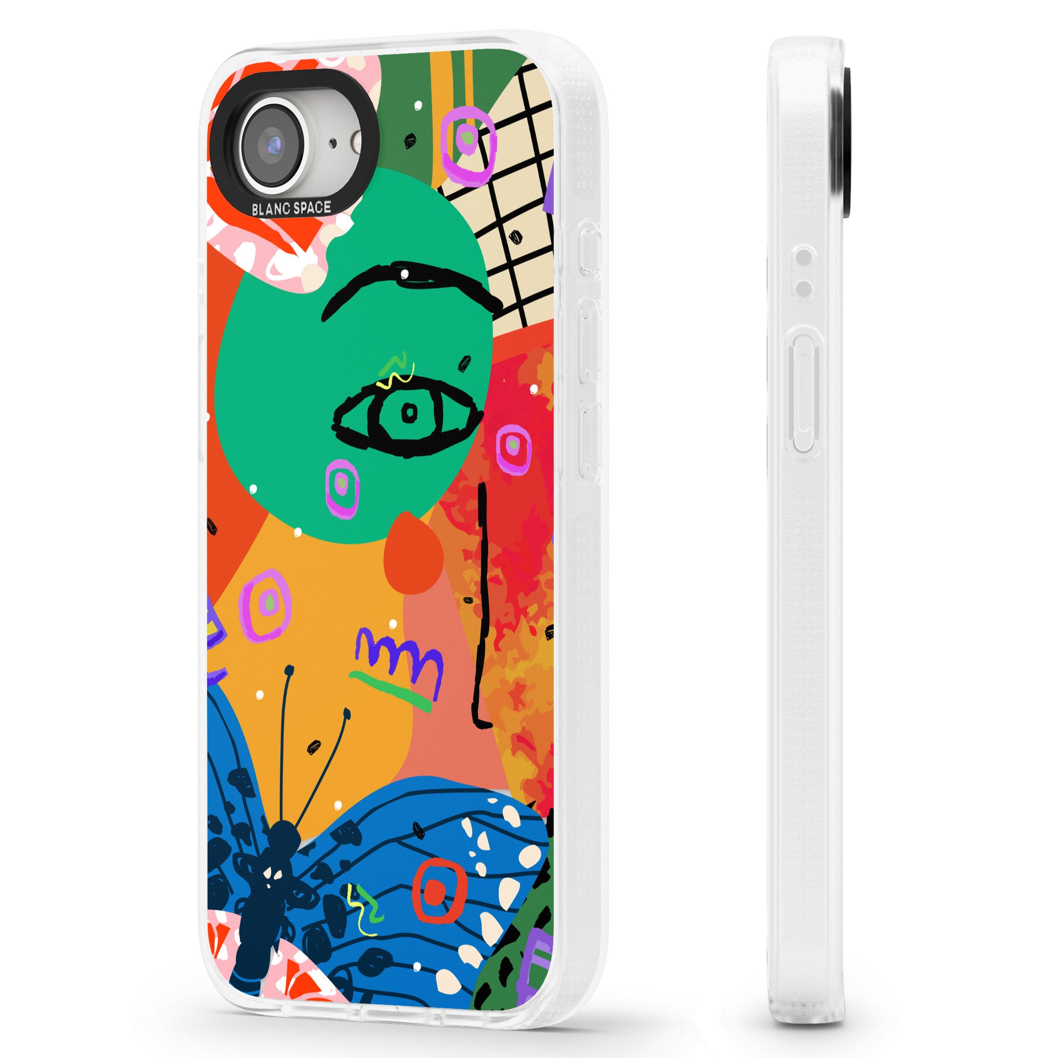 Abstract Butterfly iPhone 16e Clear Case Impact Air - Blanc Space