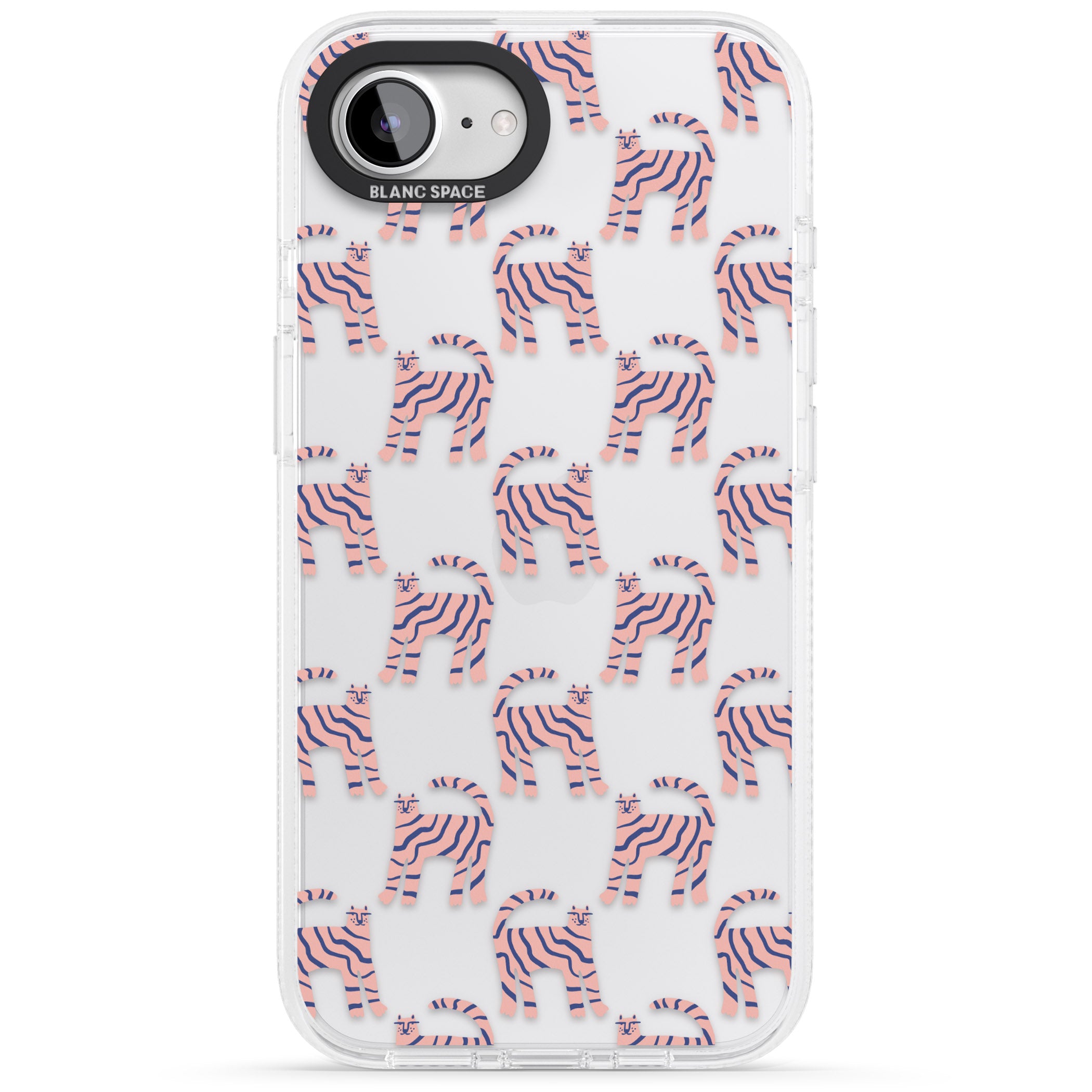 Pink and Blue Cat Pattern iPhone 16e Clear Case Impact Air - Blanc Space