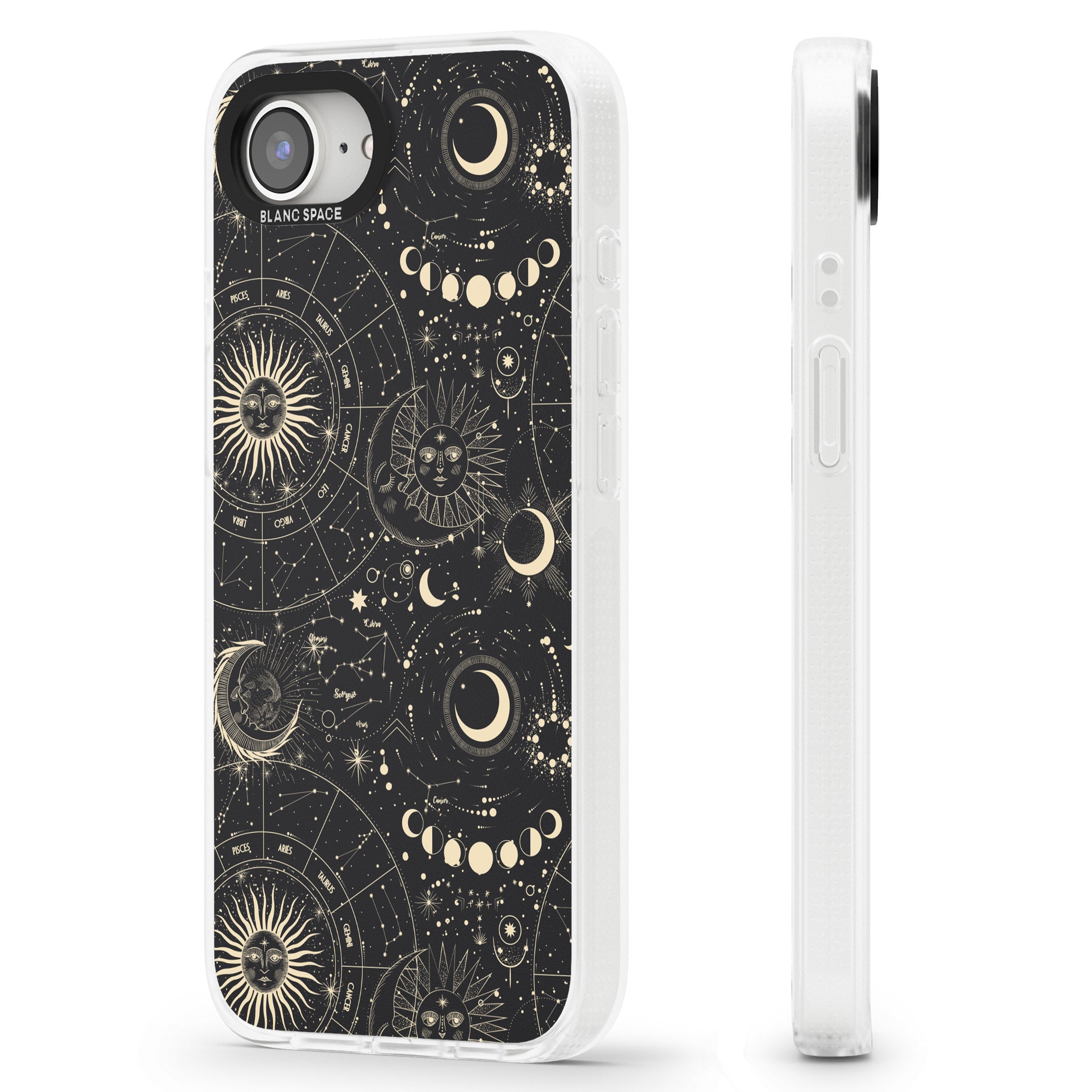 Suns, Moons & Star Signs iPhone 16e Clear Case Impact Air - Blanc Space