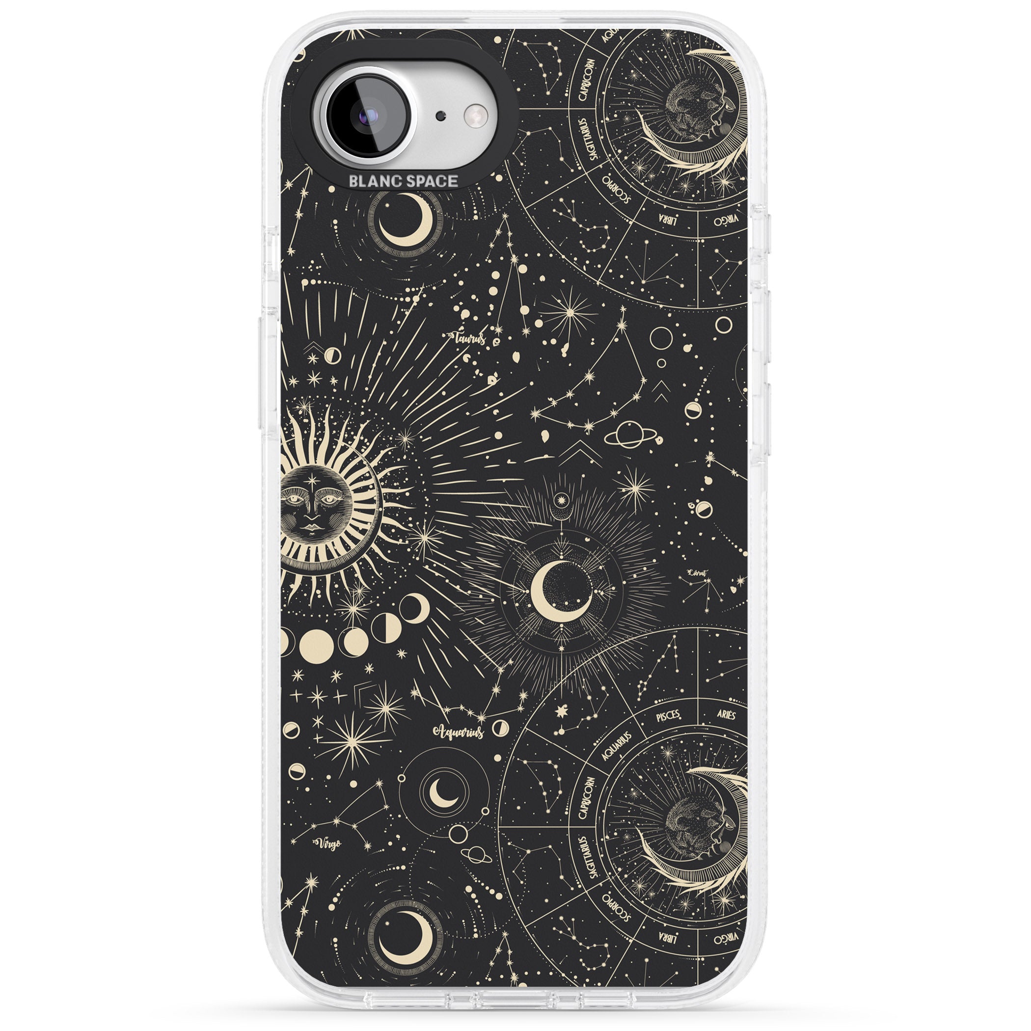 Suns & Zodiac Charts Astrological iPhone 16e Clear Case Impact Air - Blanc Space