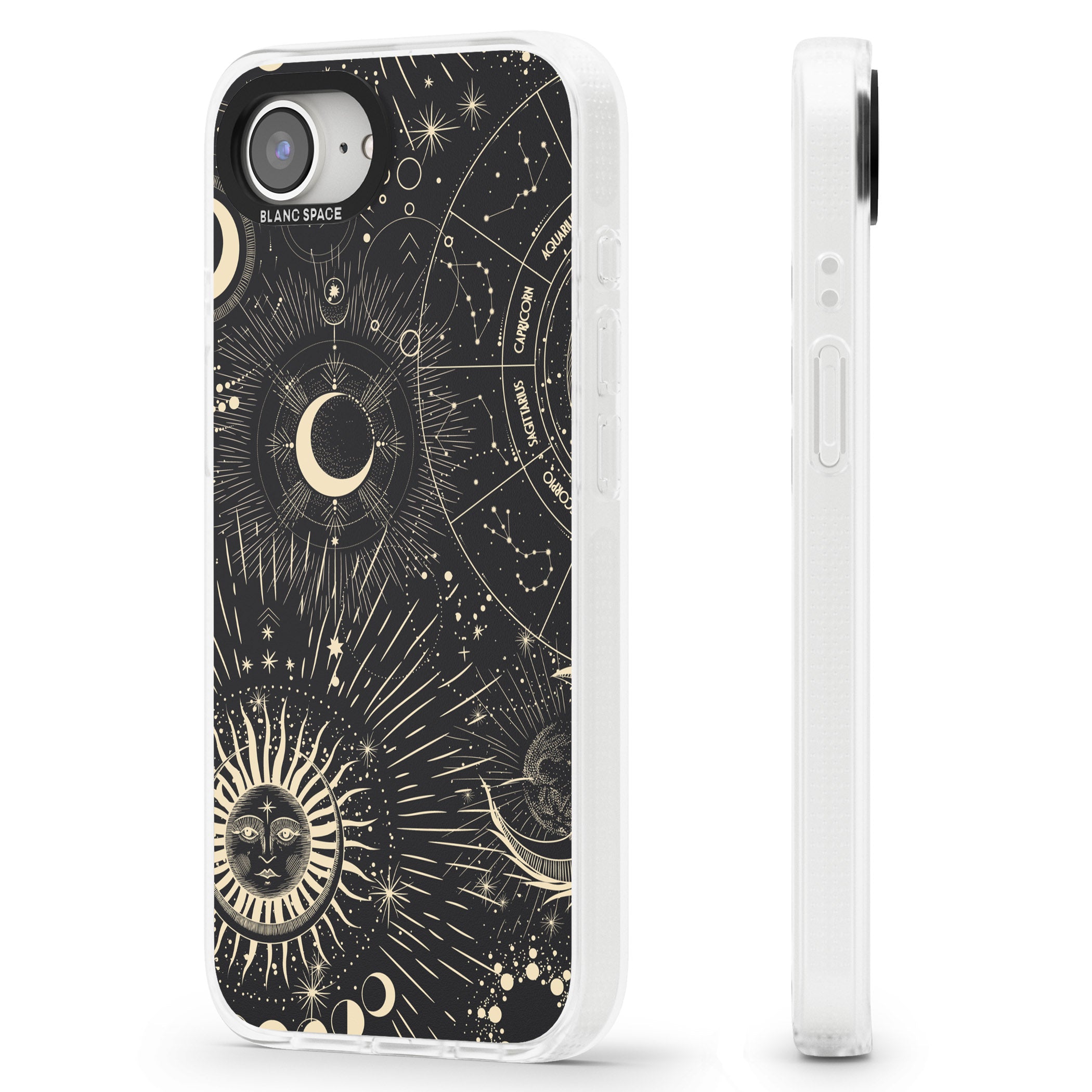 Sun & Symbols Astrological iPhone 16e Clear Case Impact Air - Blanc Space