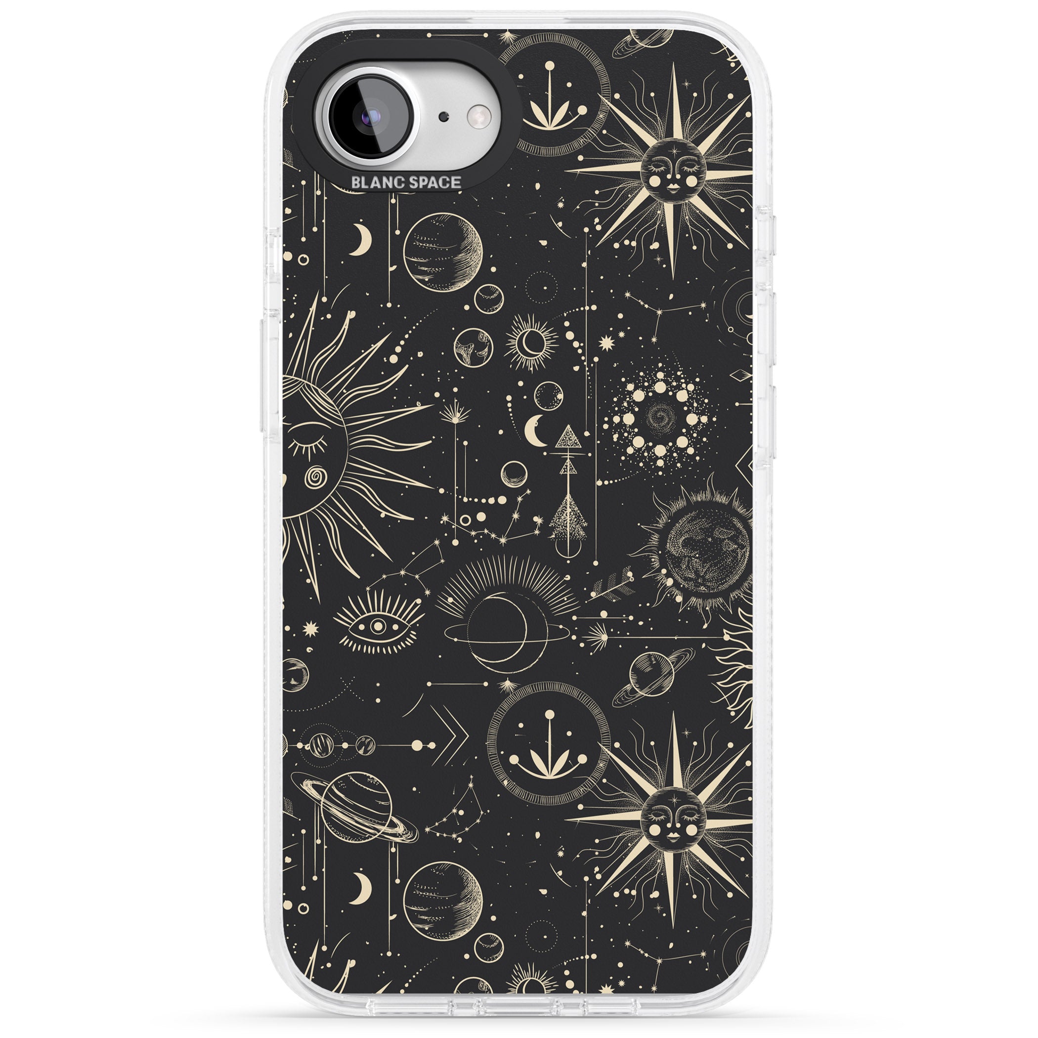 Suns & Planets iPhone 16e Clear Case Impact Air - Blanc Space
