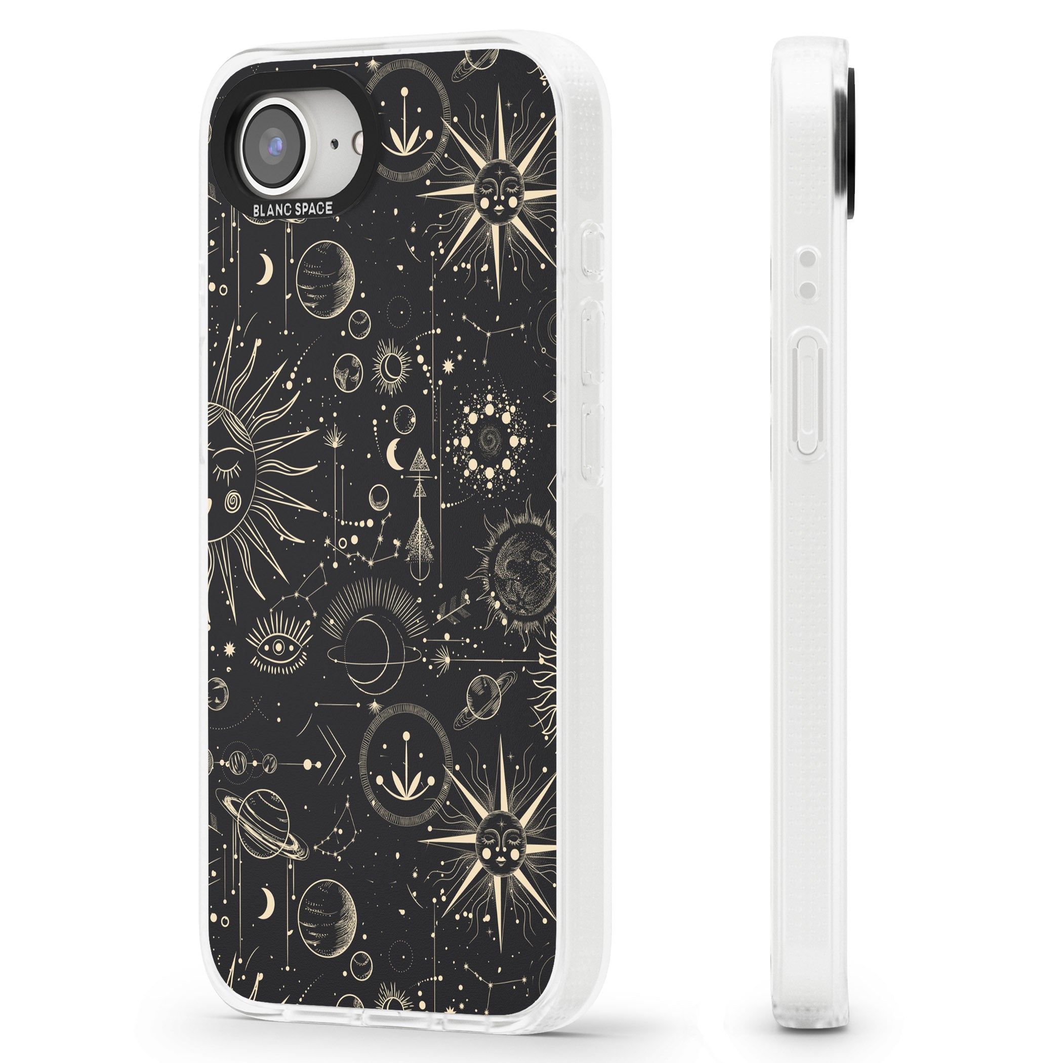 Suns & Planets iPhone 16e Clear Case Impact Air - Blanc Space