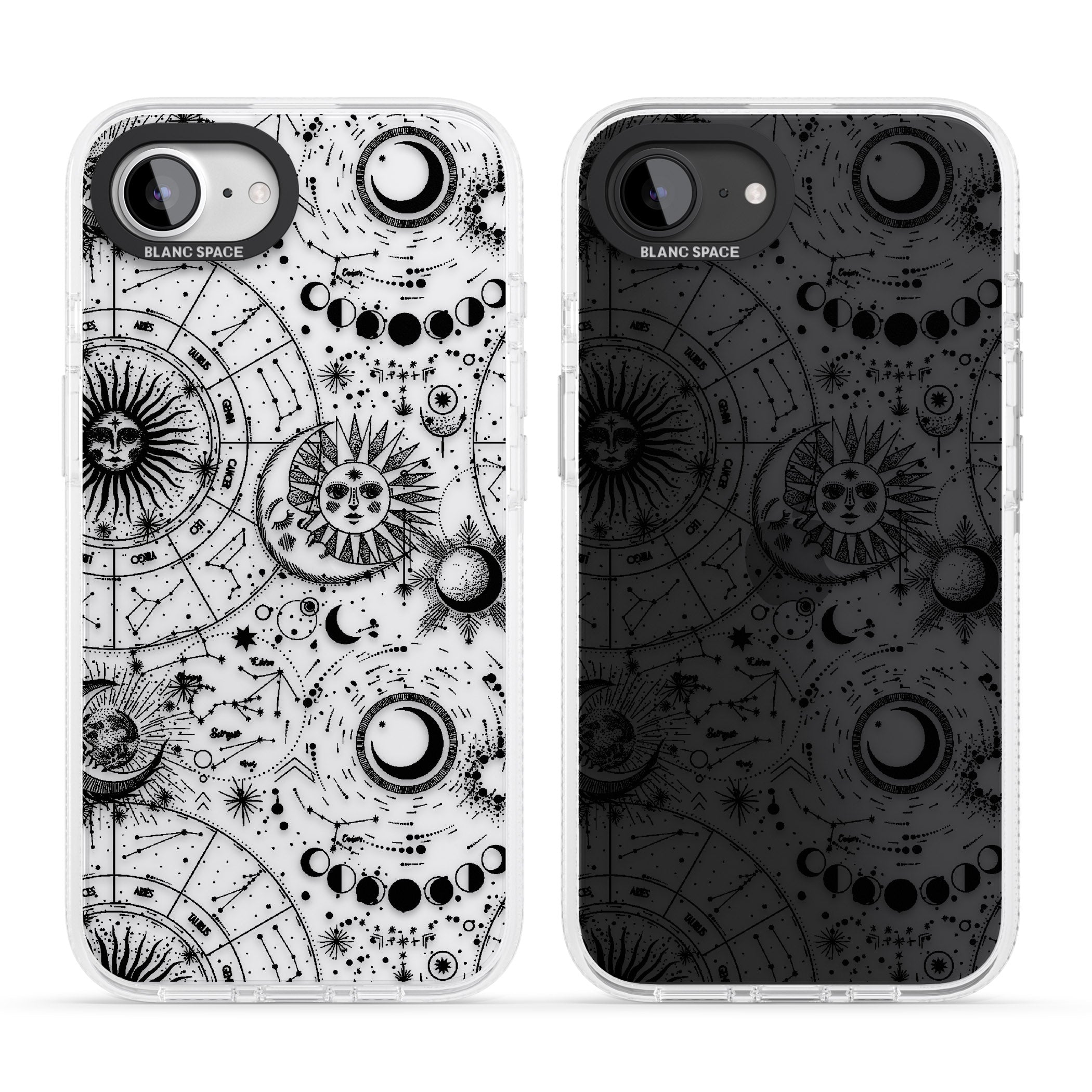 Suns, Moons, Zodiac Signs Astrological iPhone 16e Clear Case Impact Air - Blanc Space