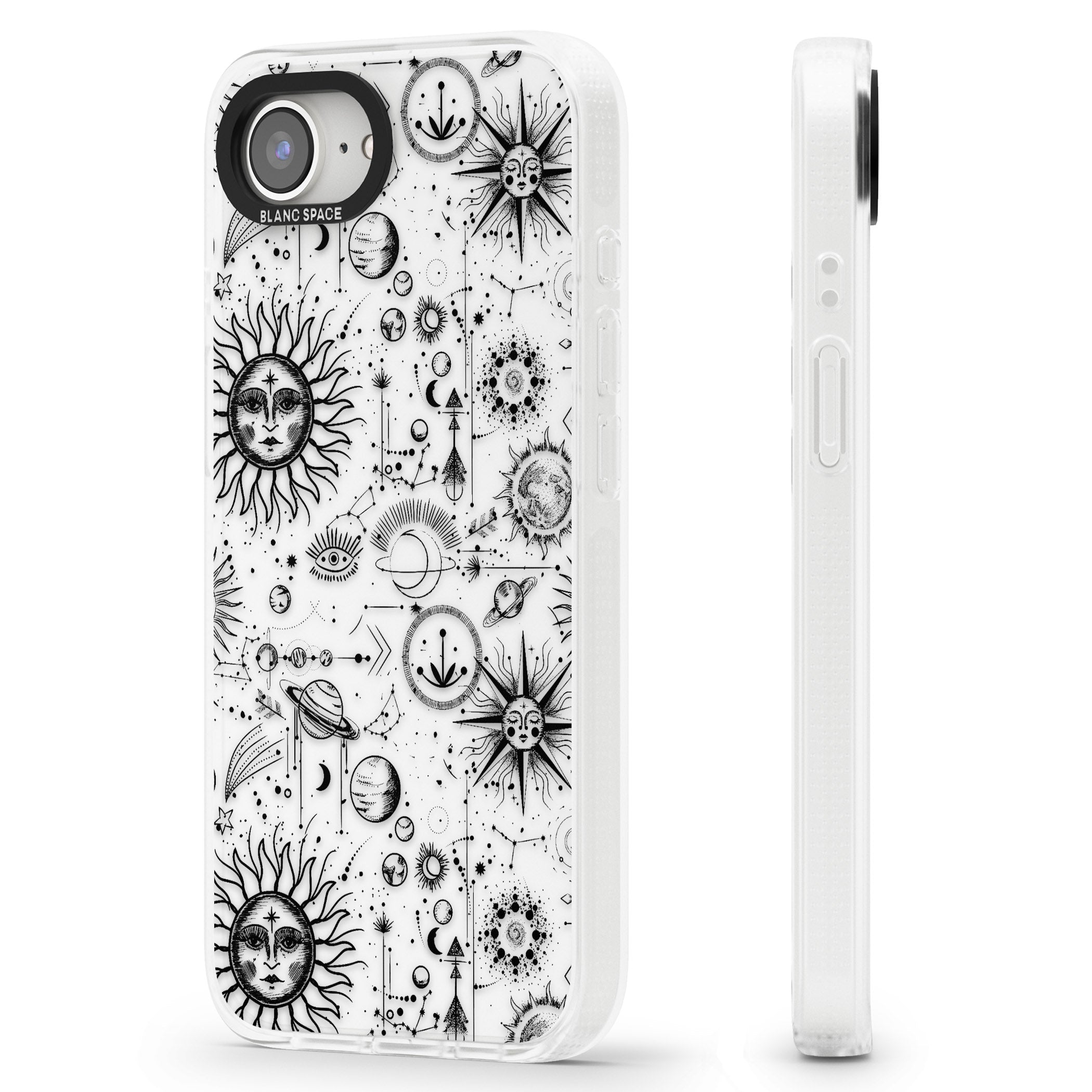 Suns & Planets Astrological iPhone 16e Clear Case Impact Air - Blanc Space