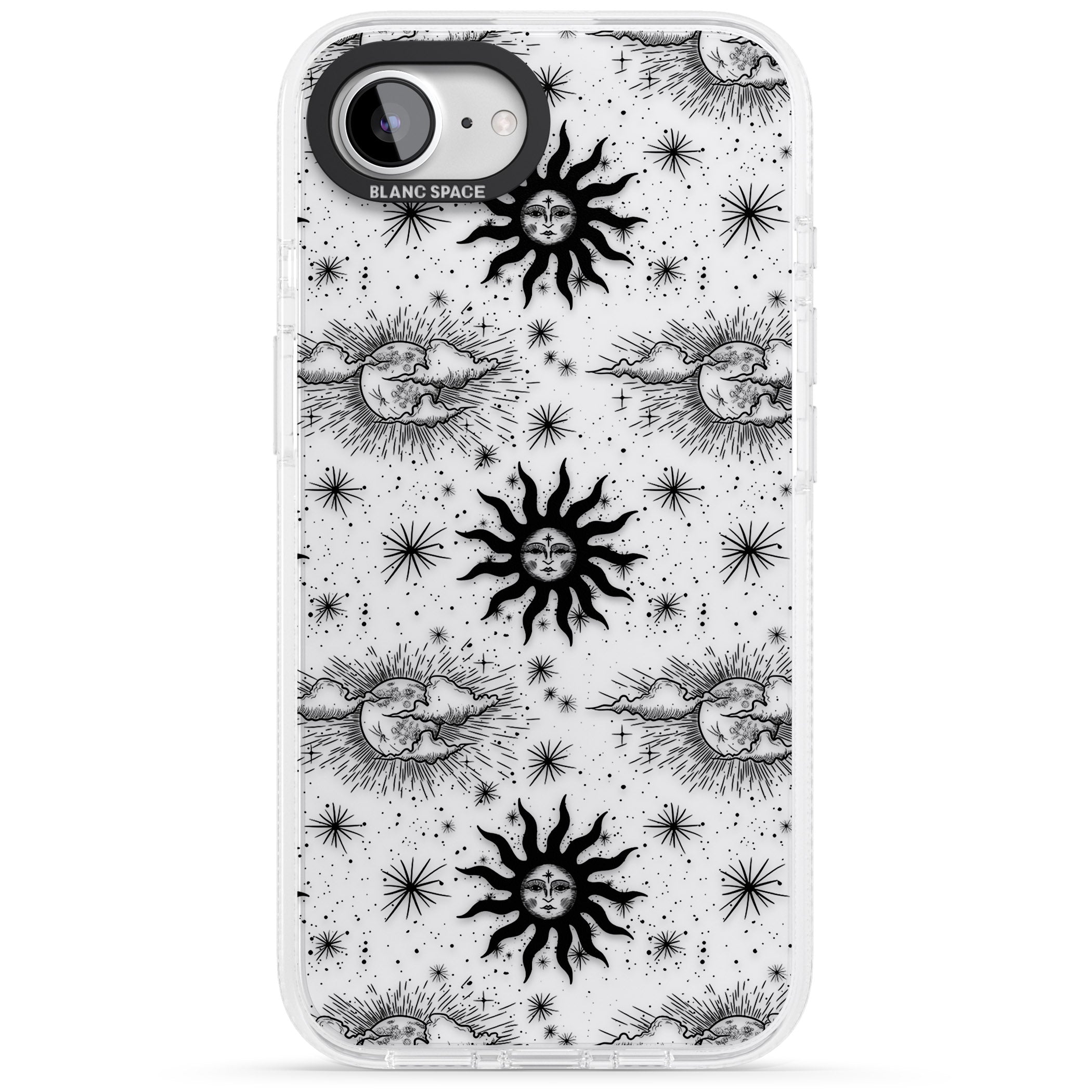 Suns & Clouds Vintage Astrological iPhone 16e Clear Case Impact Air - Blanc Space