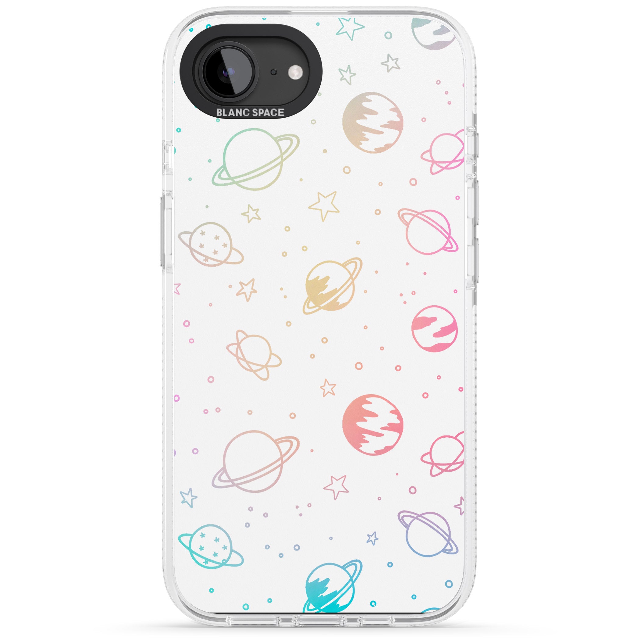 Cosmic Outer Space Design Pastels on White iPhone 16e Clear Case Impact Air - Blanc Space