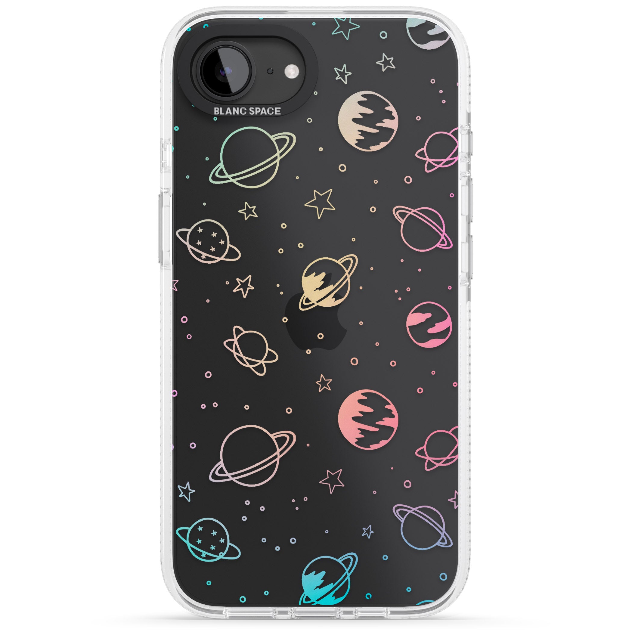 Cosmic Outer Space Design Pastels on Clear iPhone 16e Clear Case Impact Air - Blanc Space