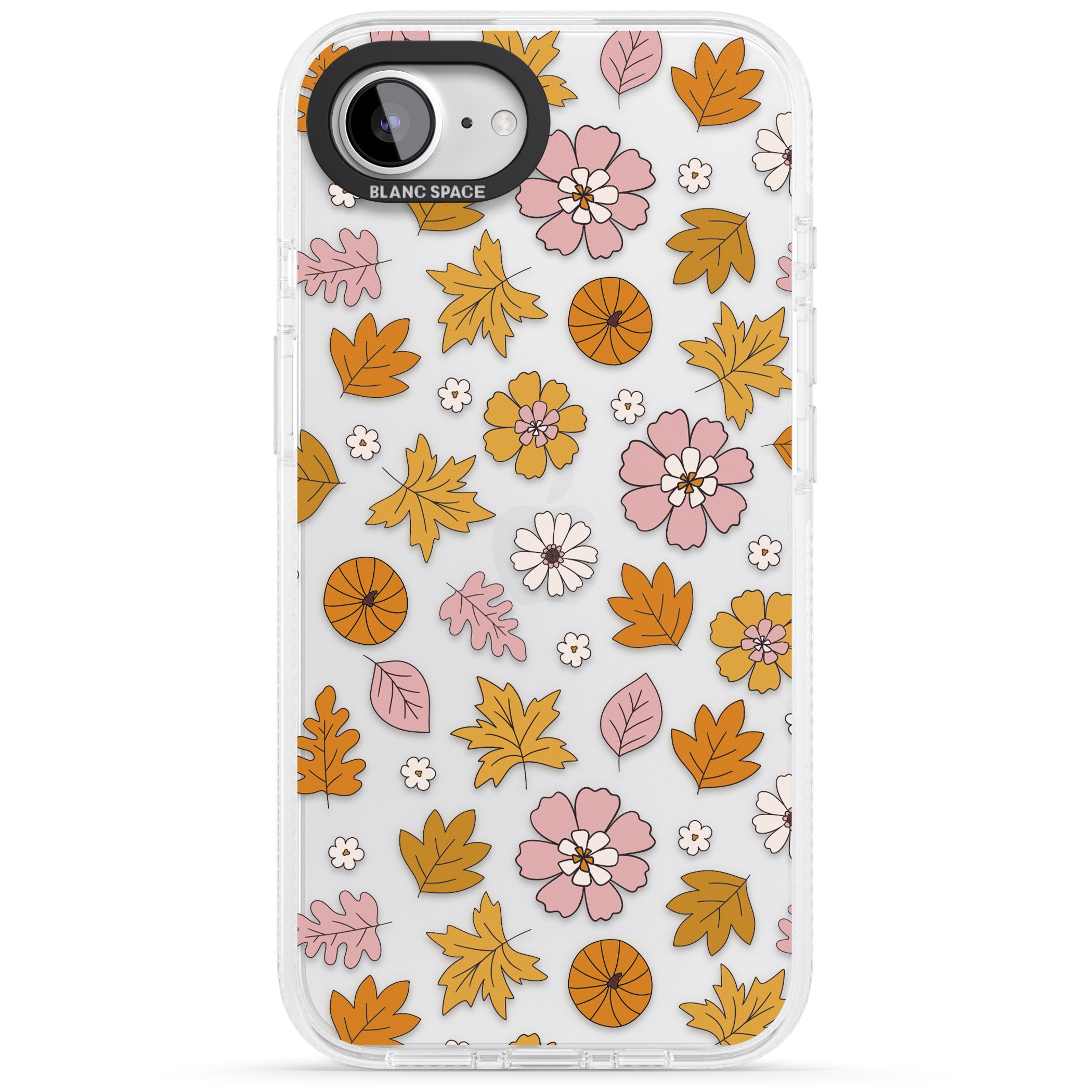 Autumn Leaves and Flowers iPhone 16e Clear Case Impact Air - Blanc Space