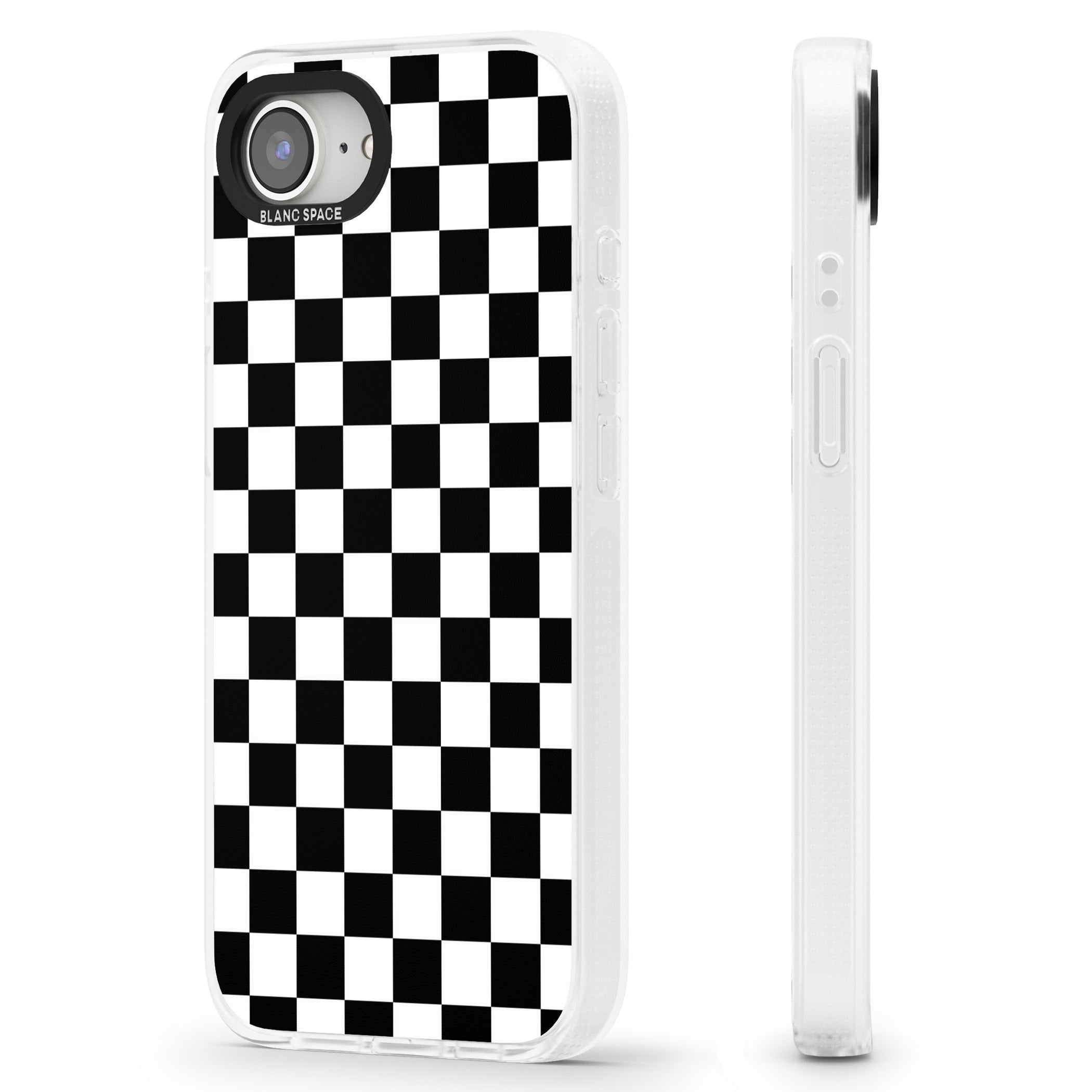 Black Checkered iPhone 16e Clear Case Impact Air - Blanc Space