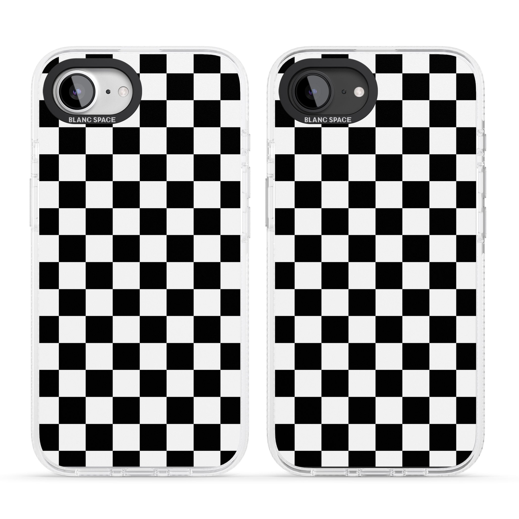 Black Checkered iPhone 16e Clear Case Impact Air - Blanc Space