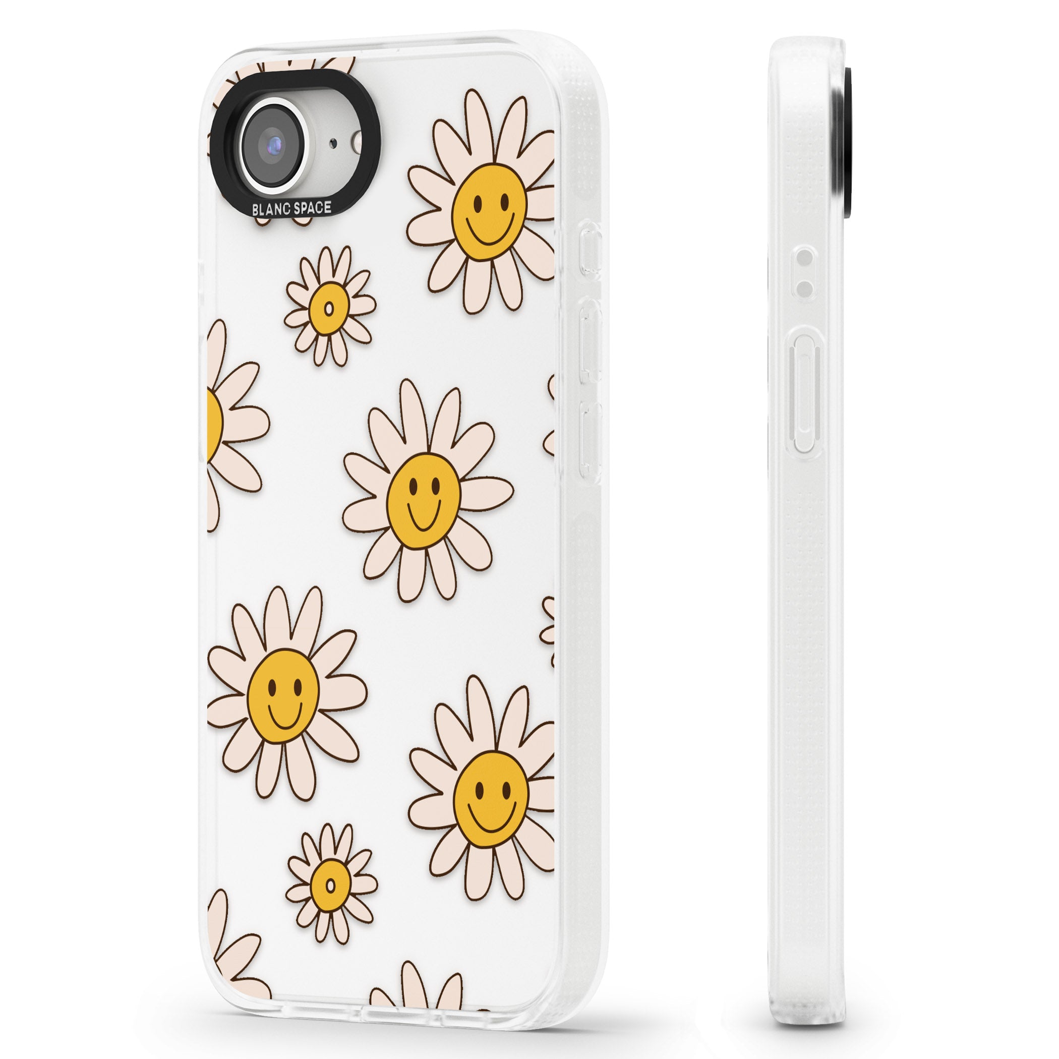 Daisy Faces iPhone 16e Clear Case Impact Air - Blanc Space