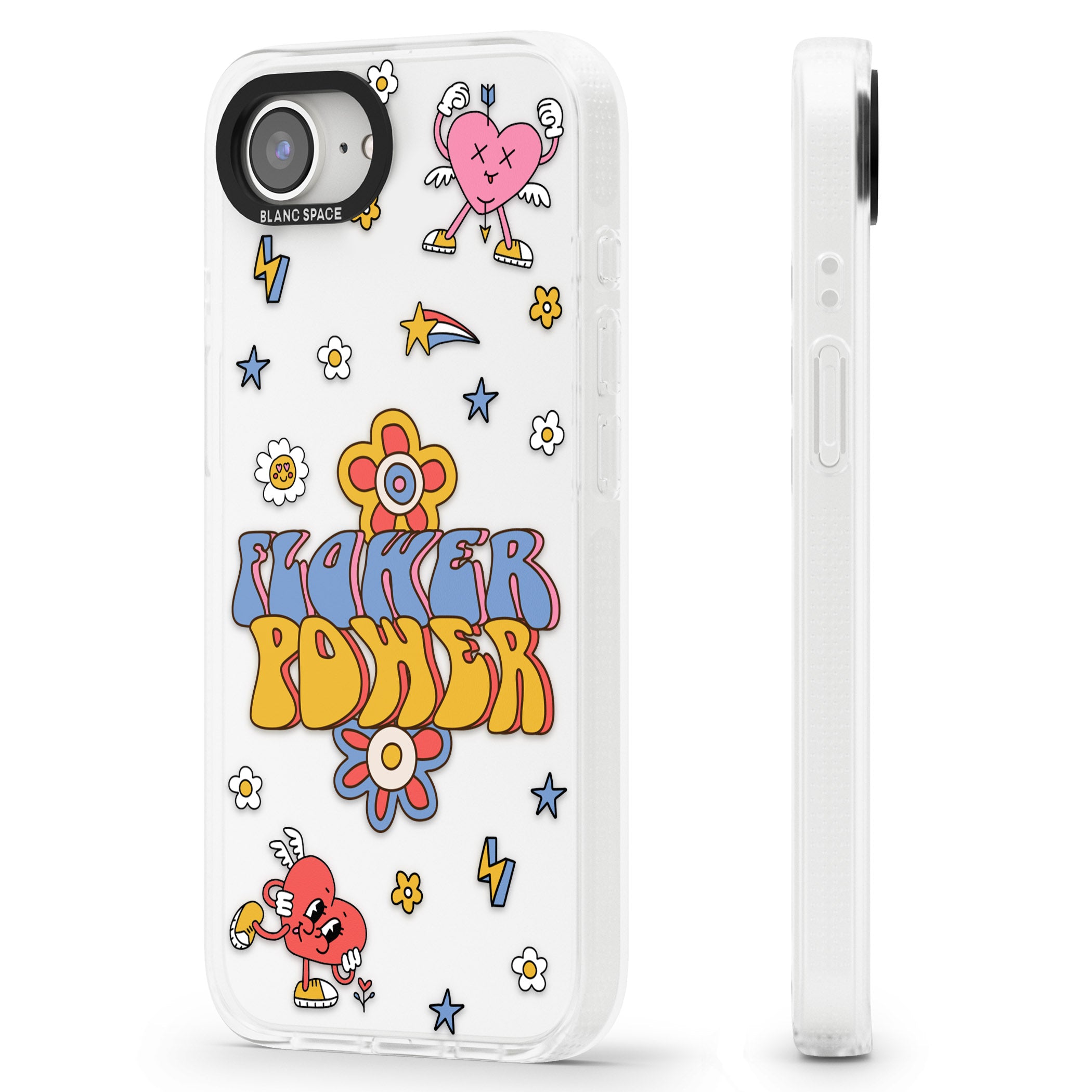 Flower Power iPhone 16e Clear Case Impact Air - Blanc Space