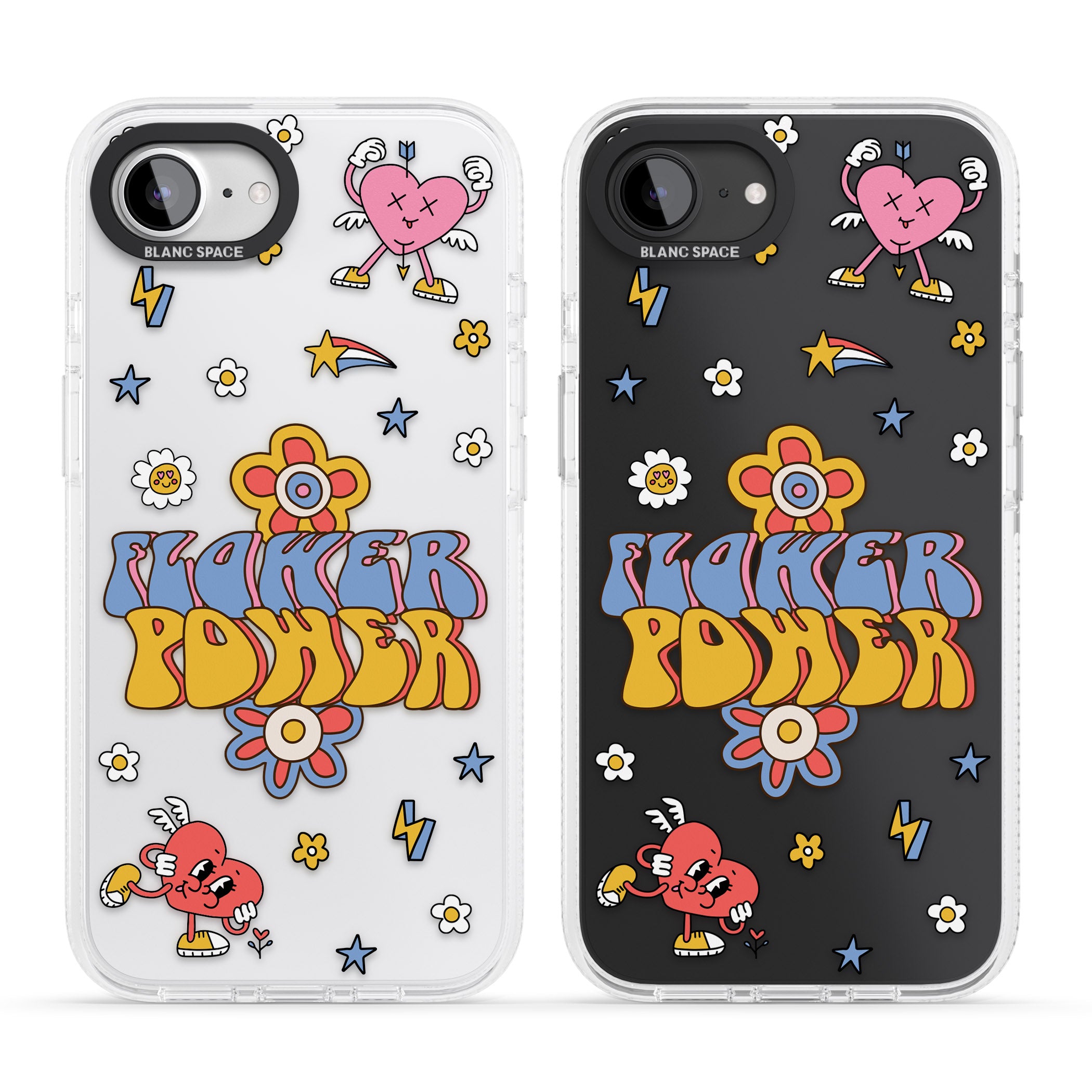 Flower Power iPhone 16e Clear Case Impact Air - Blanc Space