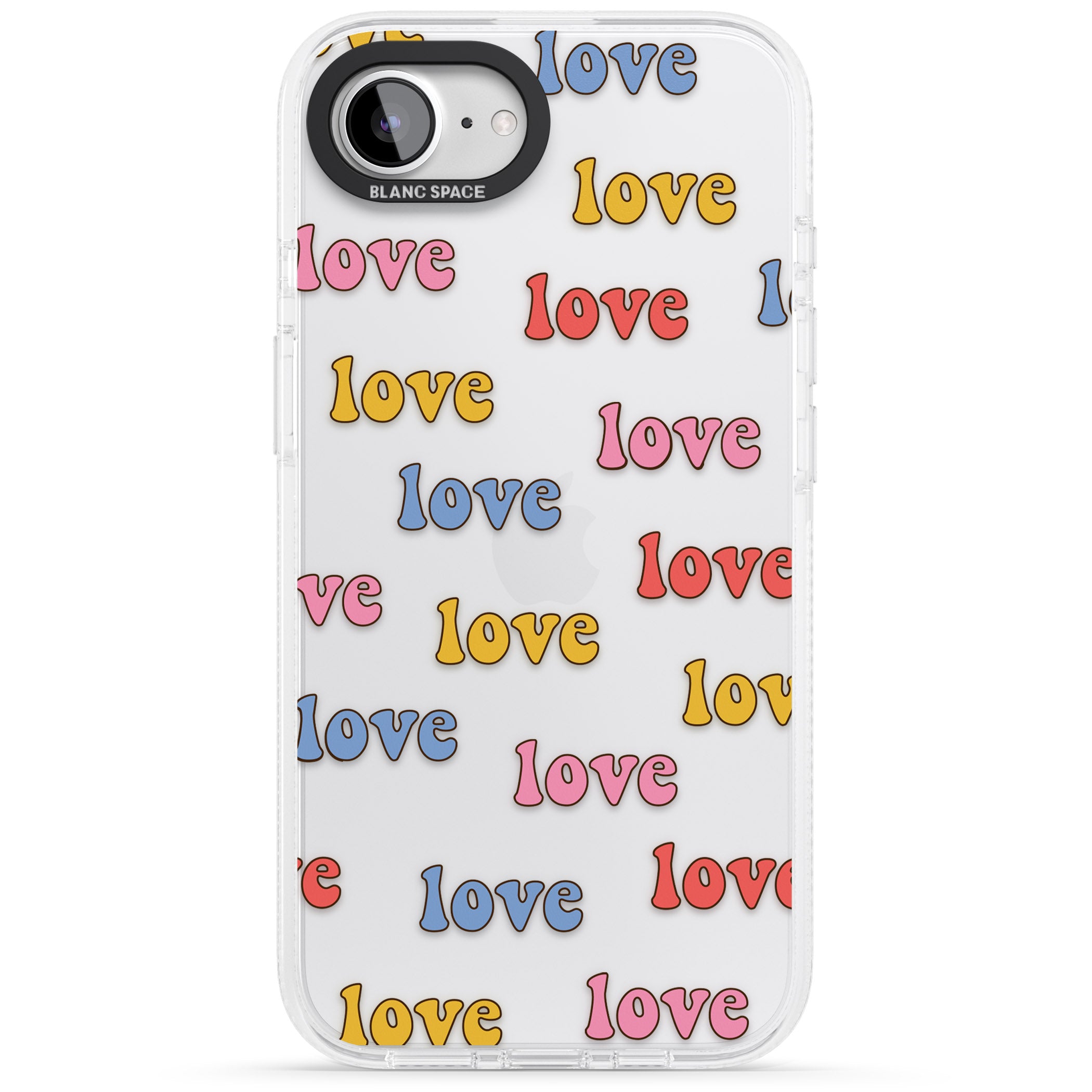 Love Pattern iPhone 16e Clear Case Impact Air - Blanc Space