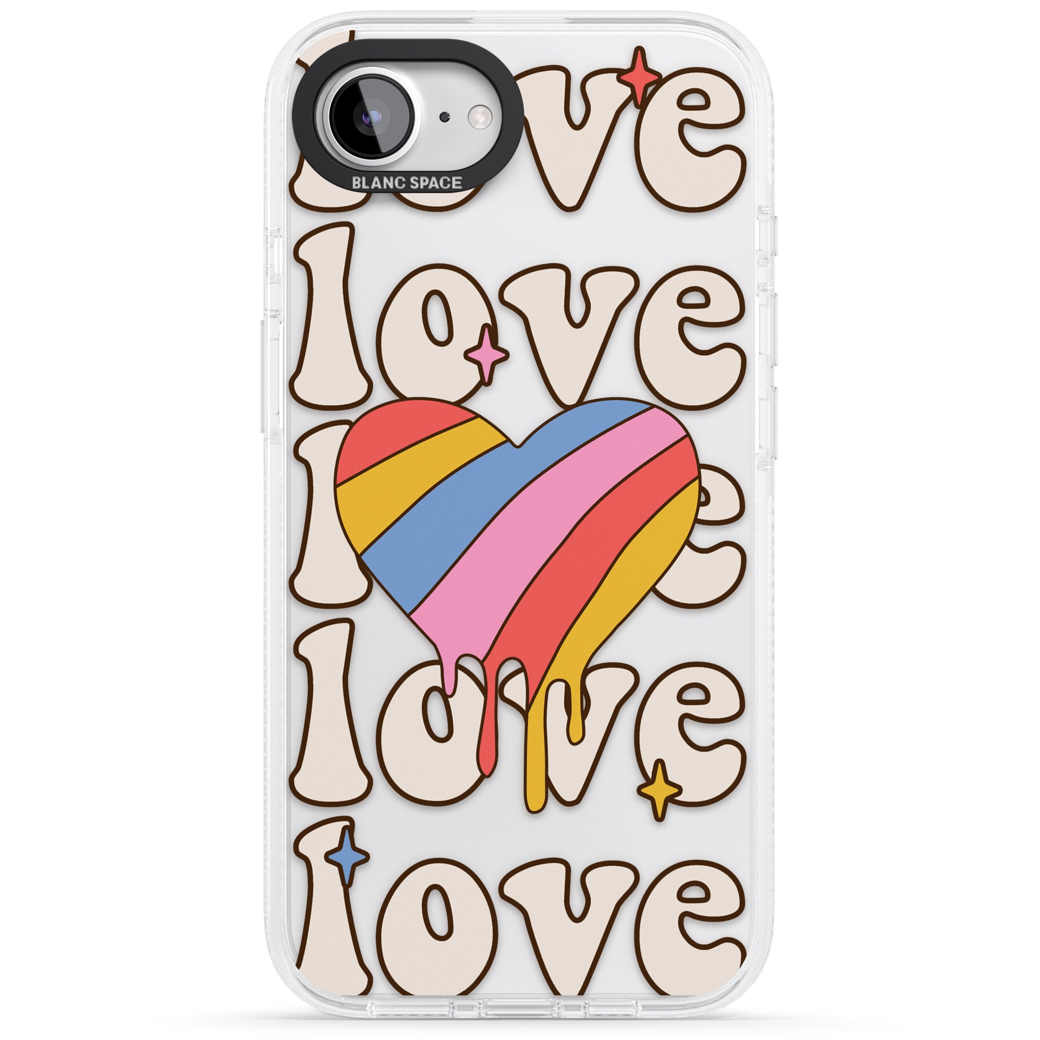 Groovy Love iPhone 16e Clear Case Impact Air - Blanc Space