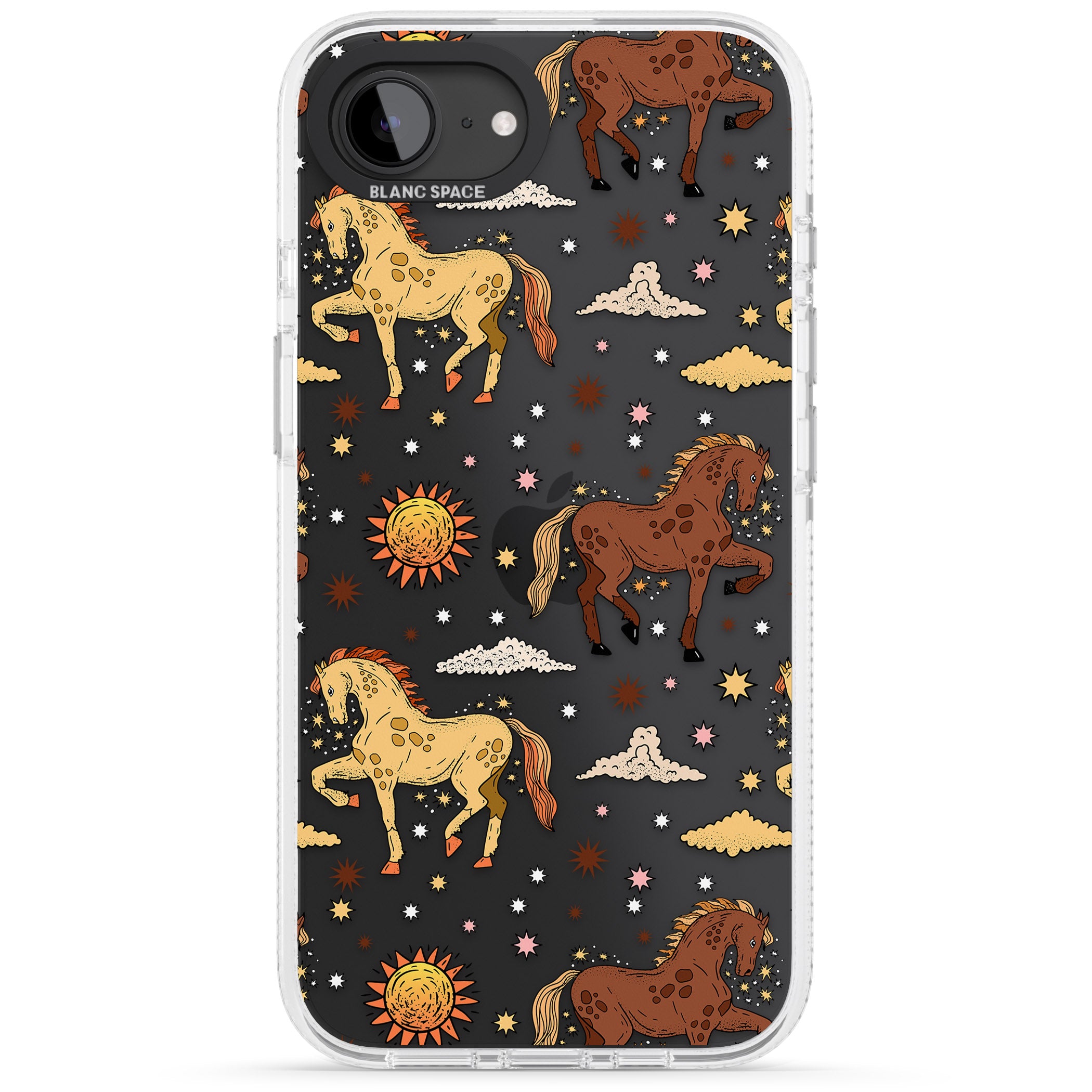 Boho Celestial Wild Horses iPhone 16e Clear Case Impact Air - Blanc Space