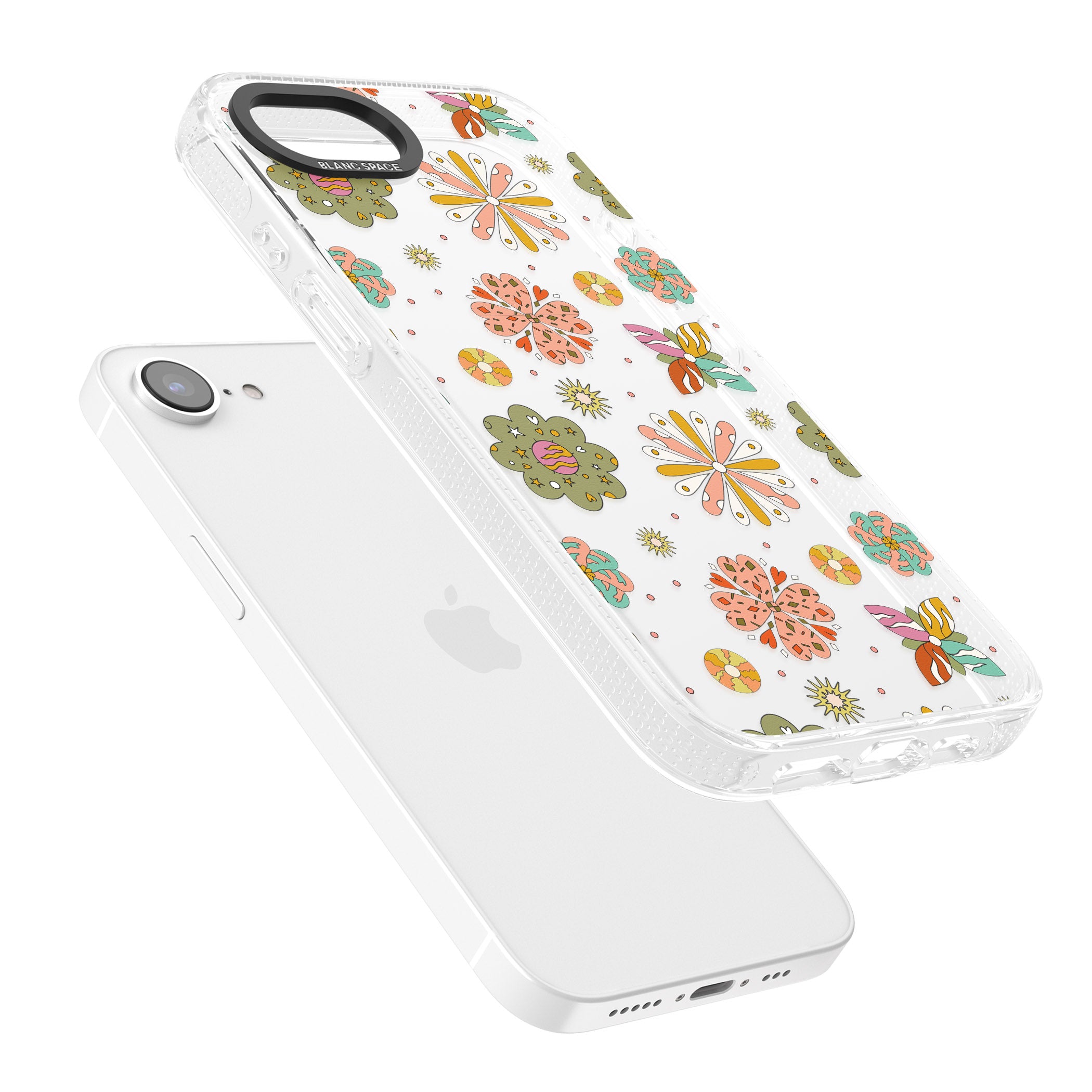 Boho Celestial Psychedelic Floral iPhone 16e Clear Case Impact Air - Blanc Space