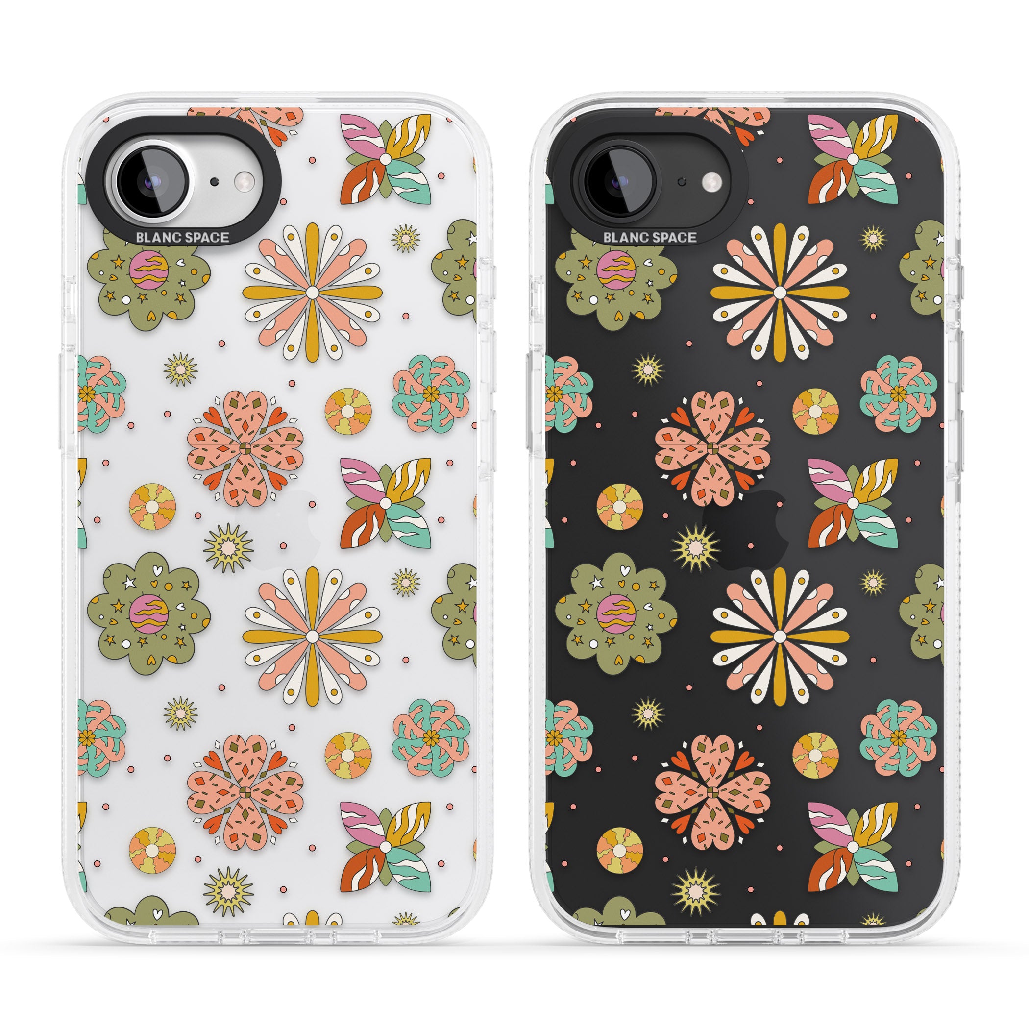 Boho Celestial Psychedelic Floral iPhone 16e Clear Case Impact Air - Blanc Space