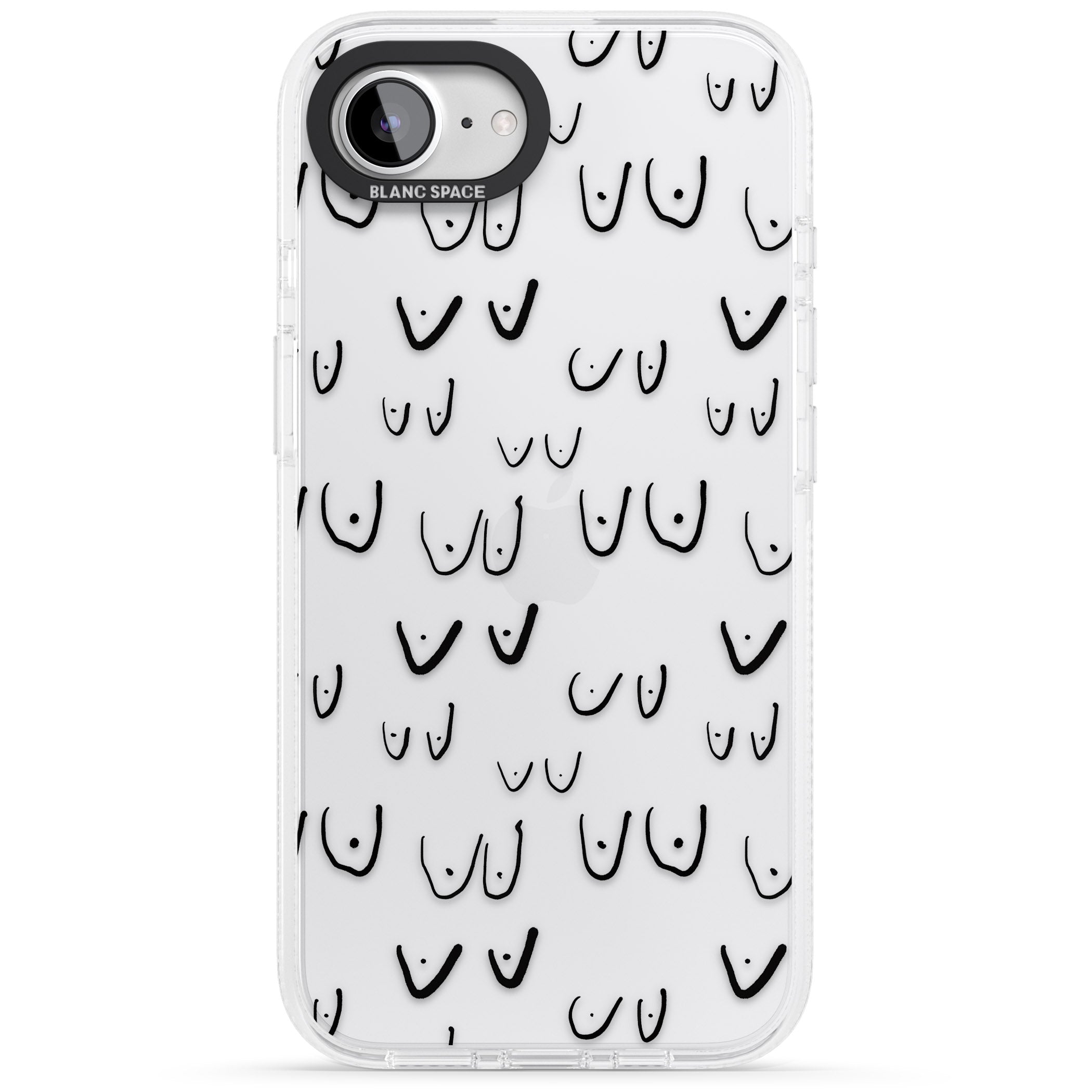 Free the boob (Black) iPhone 16e Clear Case Impact Air - Blanc Space