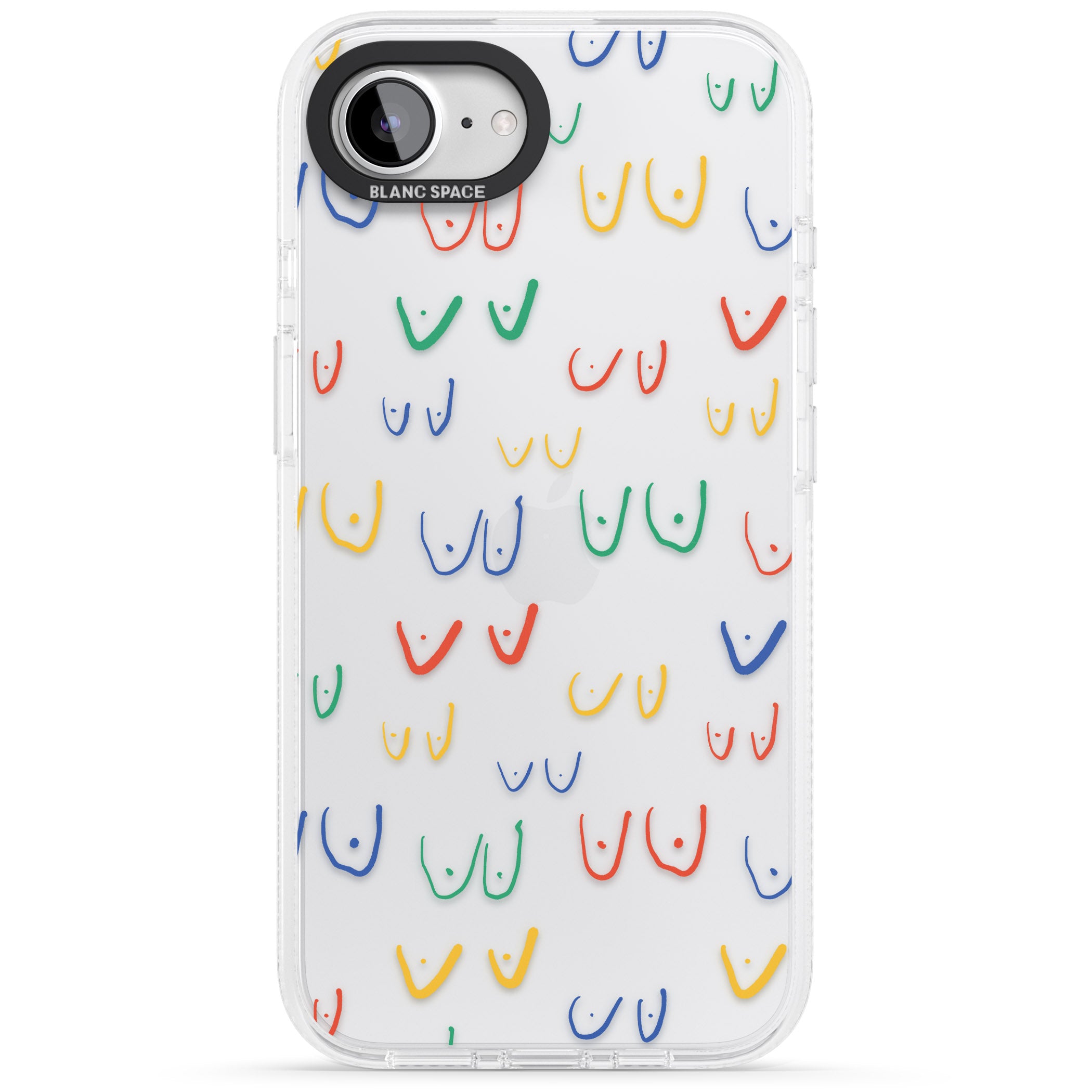 Free the boob (Mixed Colours) iPhone 16e Clear Case Impact Air - Blanc Space