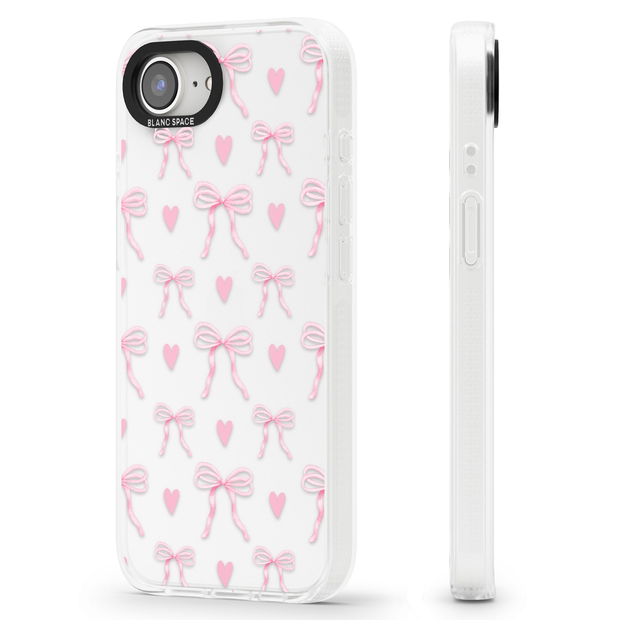 Pink Bows & Hearts iPhone 16e Clear Case Impact Air - Blanc Space