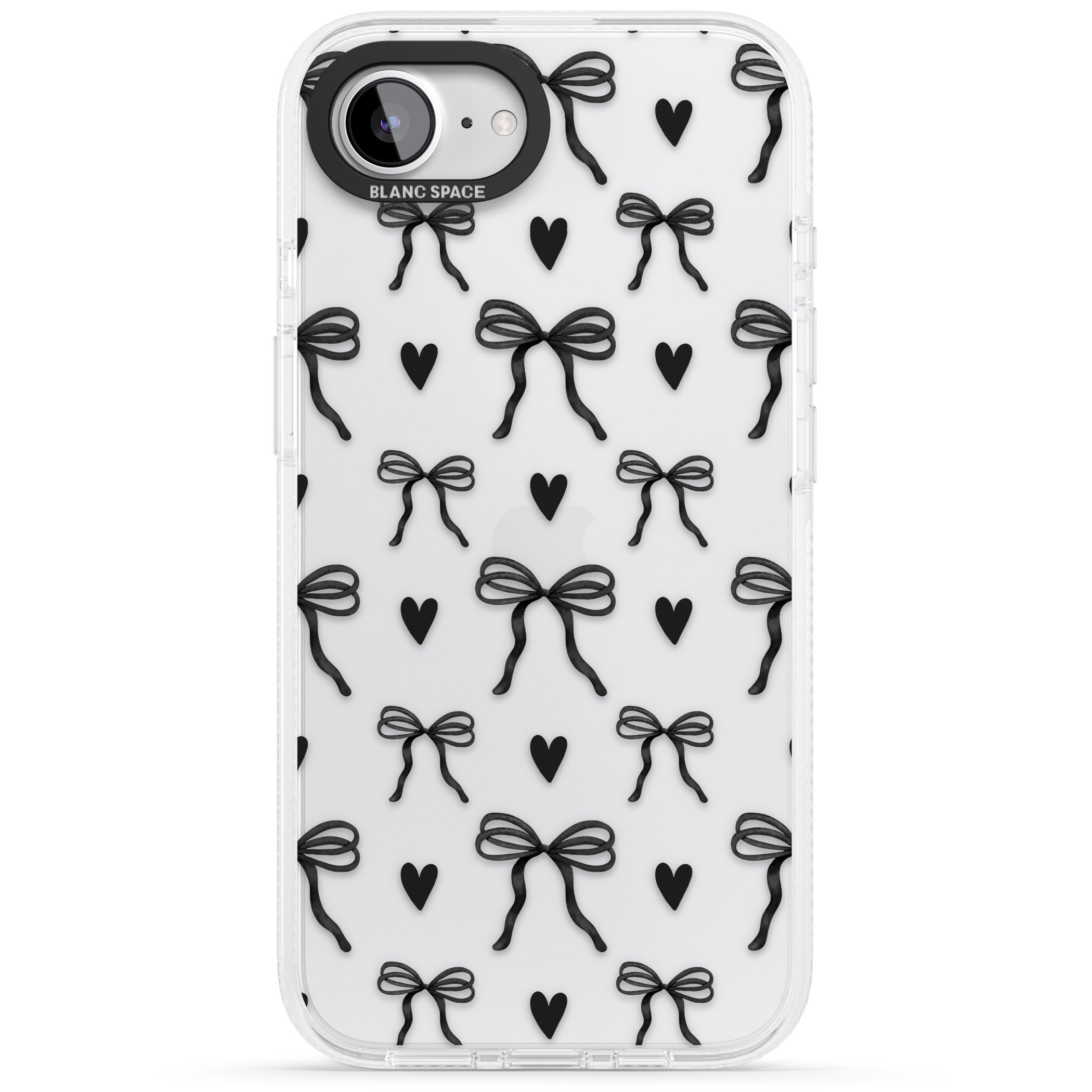 Black Bows & Hearts iPhone 16e Clear Case Impact Air - Blanc Space
