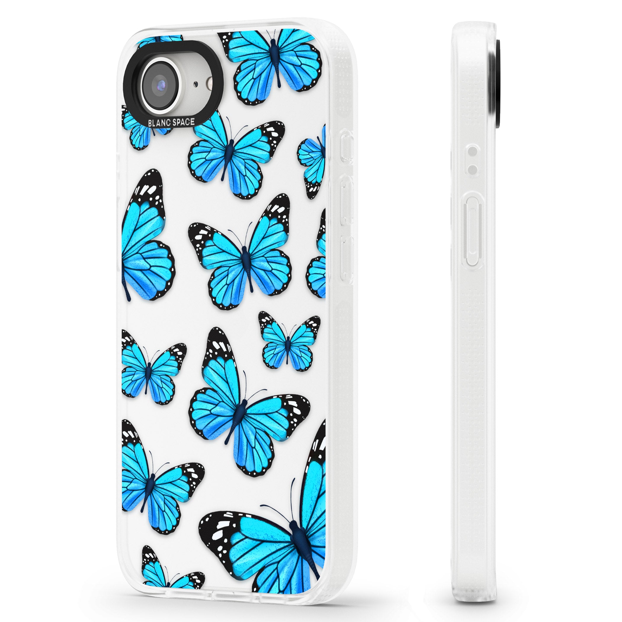 Blue Butterflies iPhone 16e Clear Case Impact Air - Blanc Space