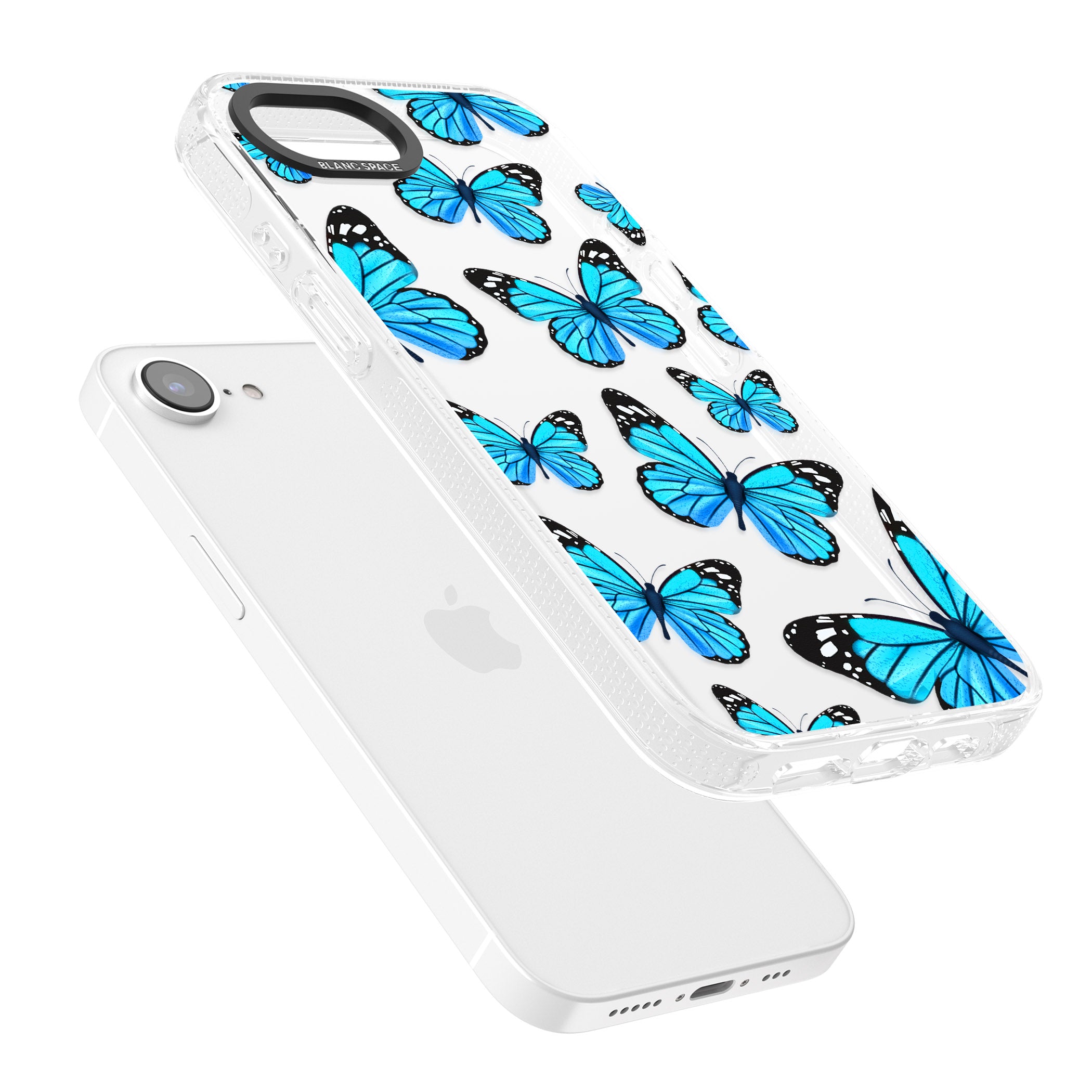 Blue Butterflies iPhone 16e Clear Case Impact Air - Blanc Space