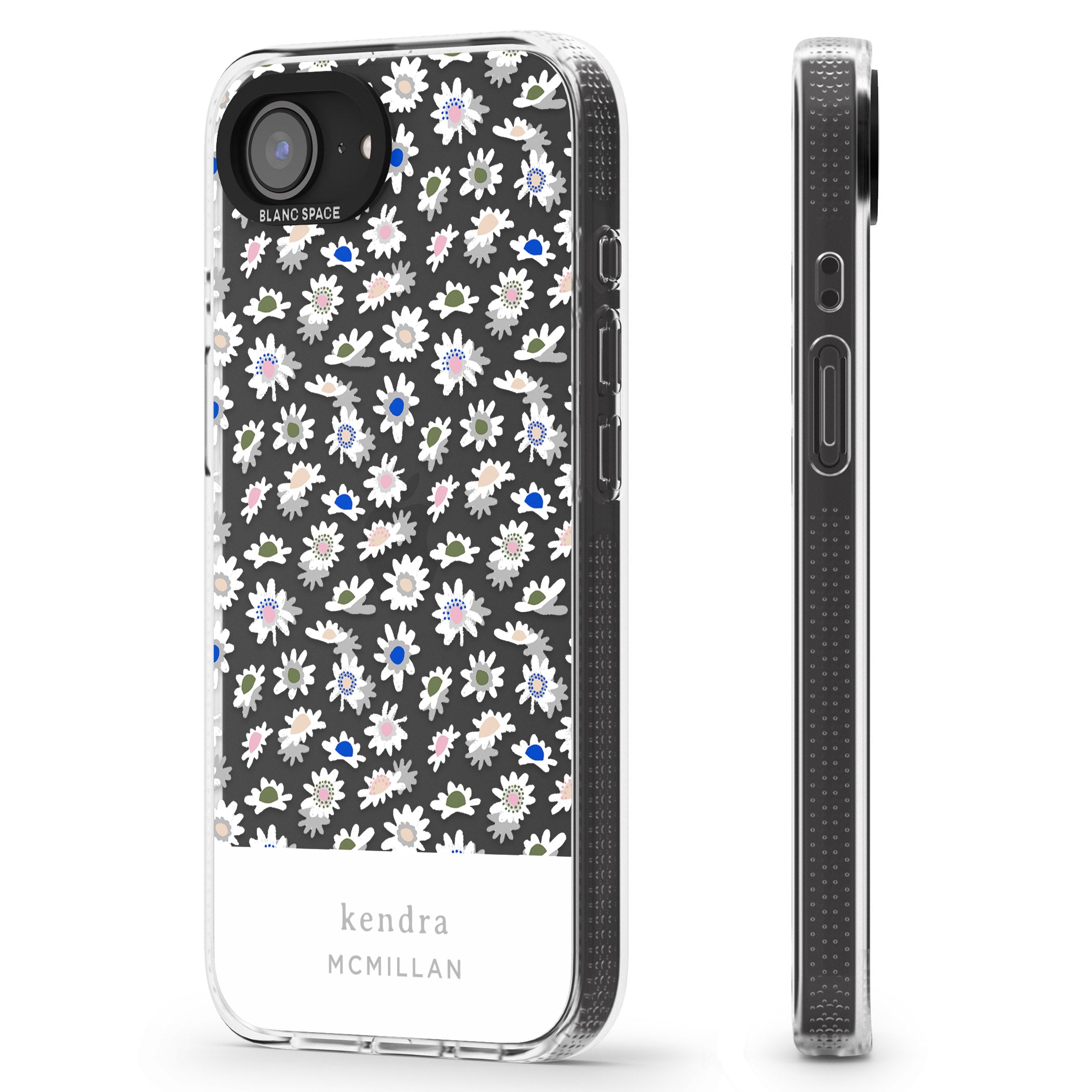 Personalised Grey & White Daisies Floral Design iPhone 16e Clear Case Impact Air - Blanc Space