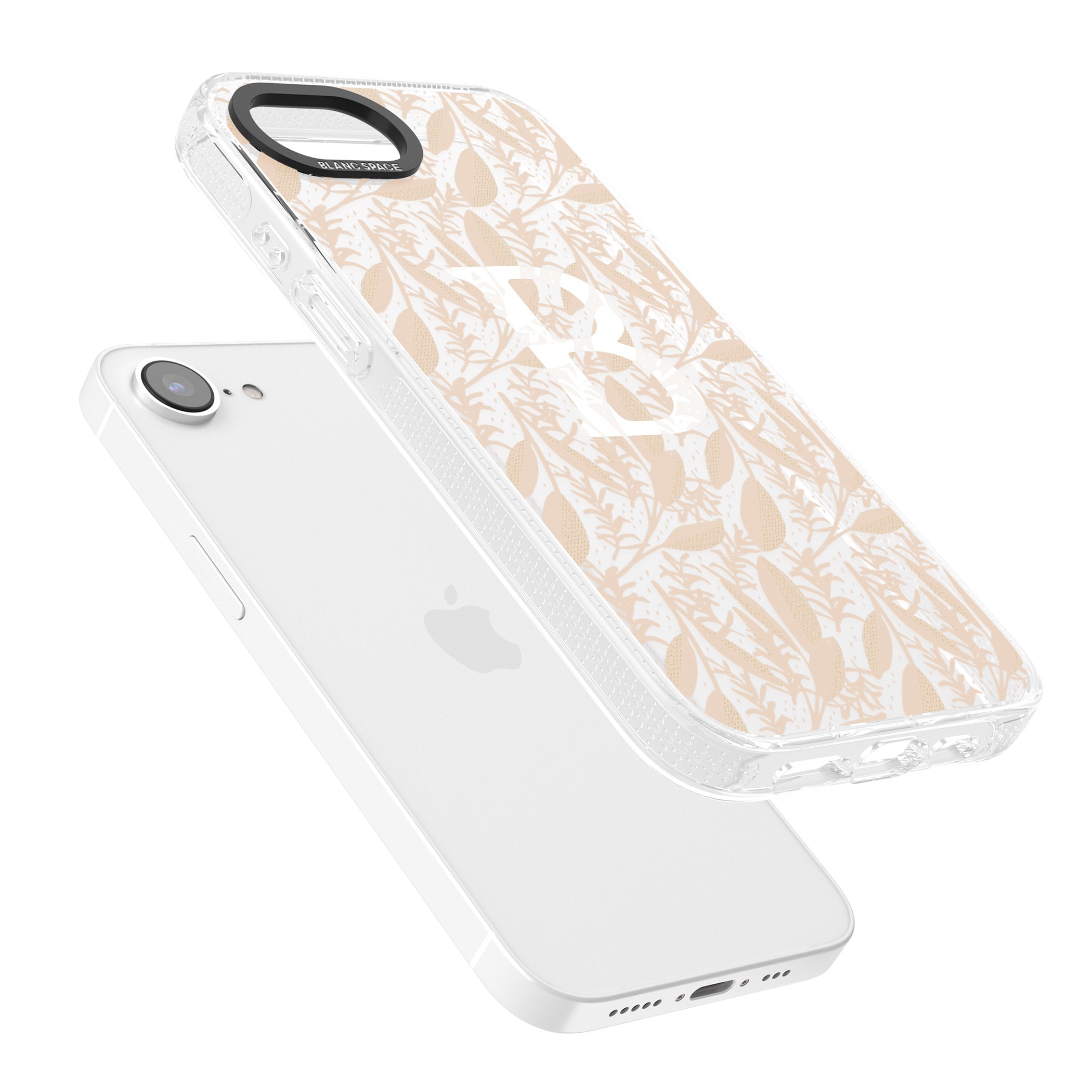 Personalised Subtle Monogram Abstract Floral iPhone 16e Clear Case Impact Air - Blanc Space